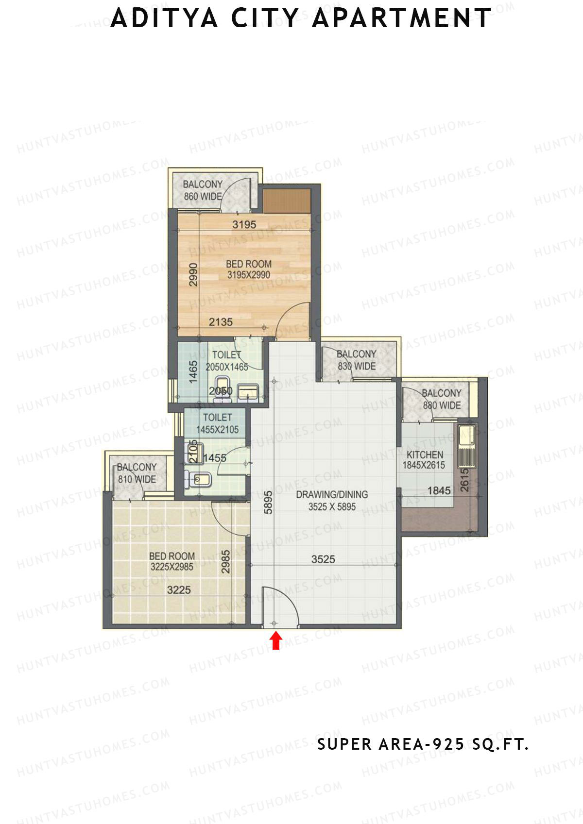 Aditya City Apartment Tower N Unit 3 (Type 5) Floor Plan