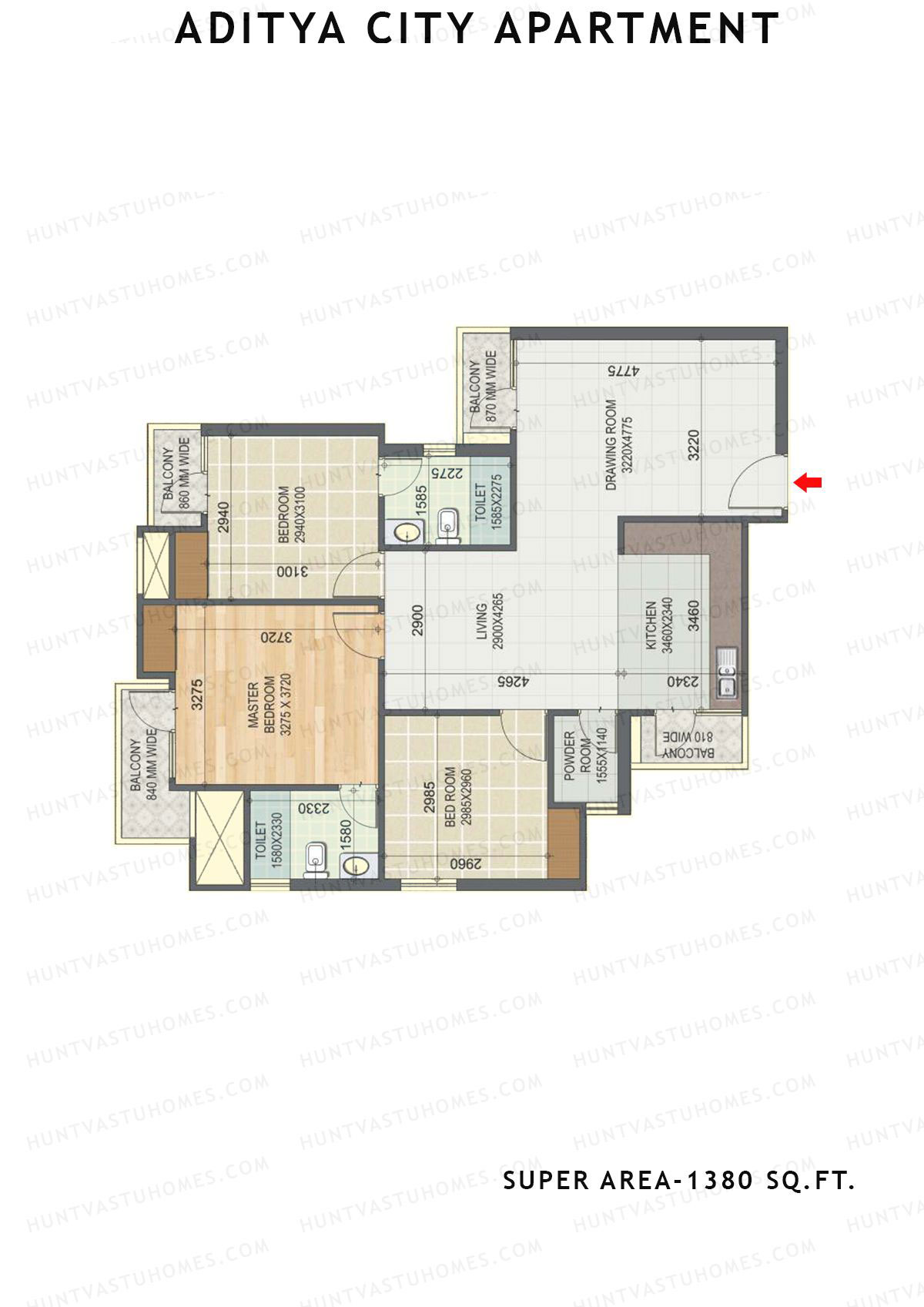 Aditya City Apartment Tower A Unit 10 (Type 1) Floor Plan