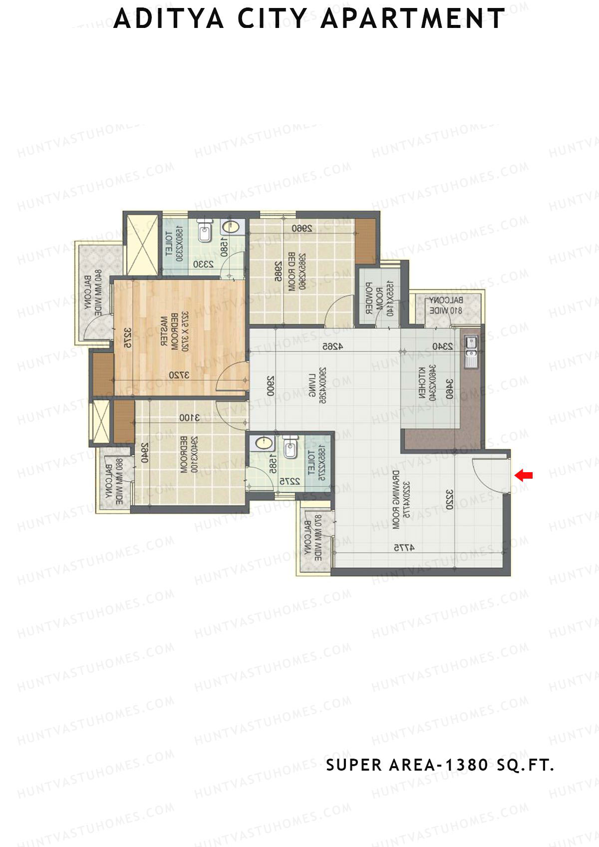 Aditya City Apartment Tower A Unit 9 (Type 1) Floor Plan