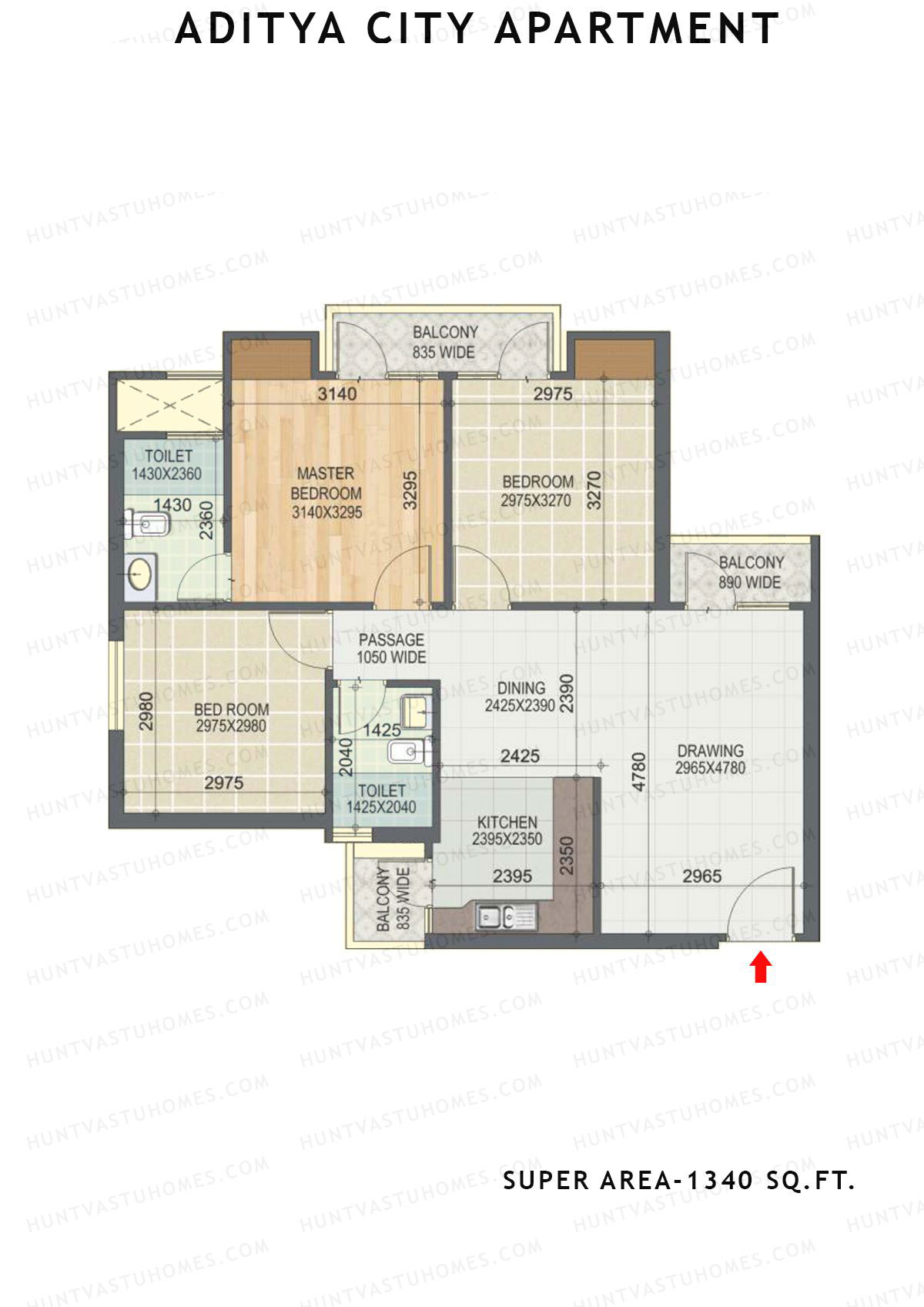 Aditya City Apartment Tower B Unit 2 (Type 4) Floor Plan
