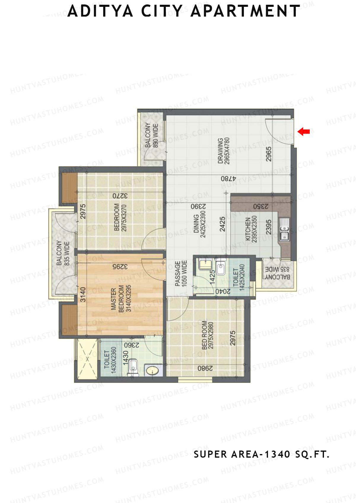 Aditya City Apartment Tower G Unit 7 (Type 4) Floor Plan