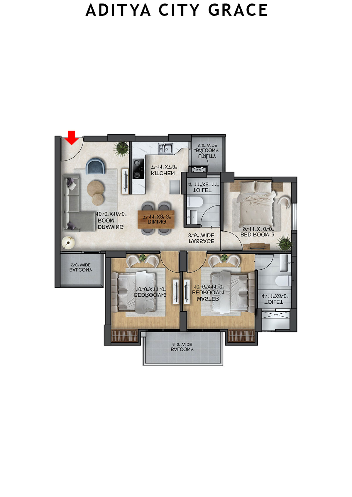 Aditya City Grace Tower MN Unit 10 (Type A) Floor Plan