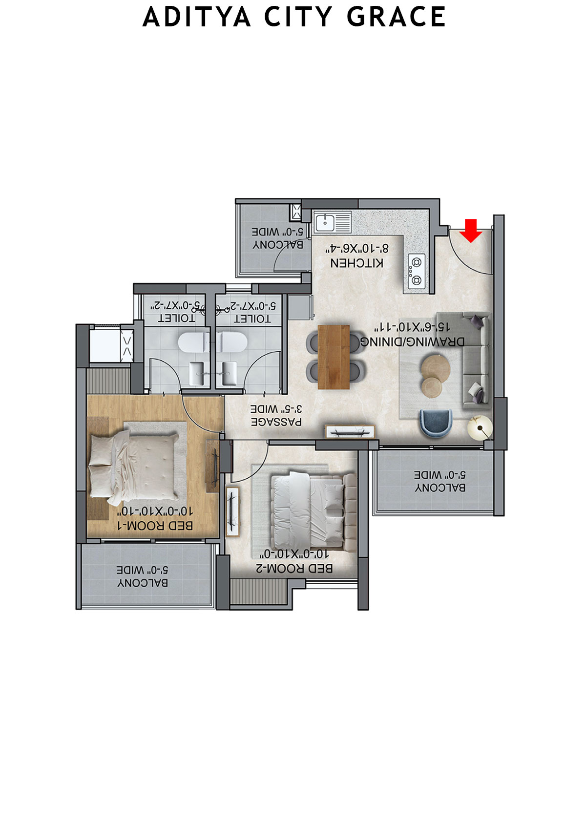 Aditya City Grace Tower MN Unit 12 (Type C) Floor Plan