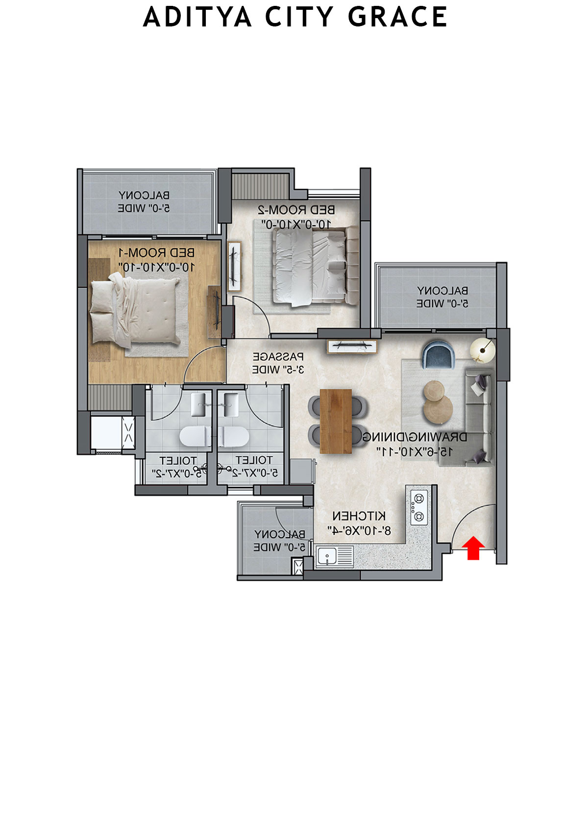 Aditya City Grace Tower MN Unit 1 (Type C) Floor Plan