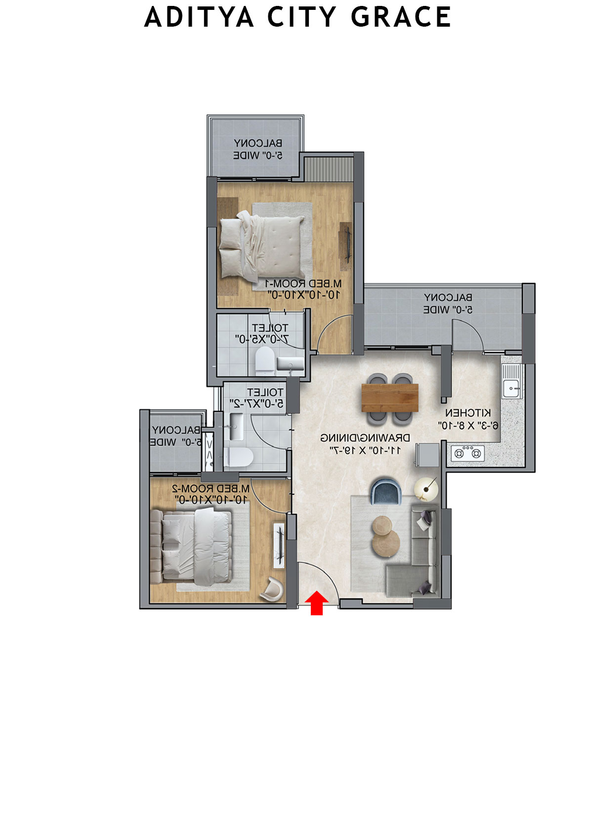 Aditya City Grace Tower MN Unit 3 (Type D) Floor Plan
