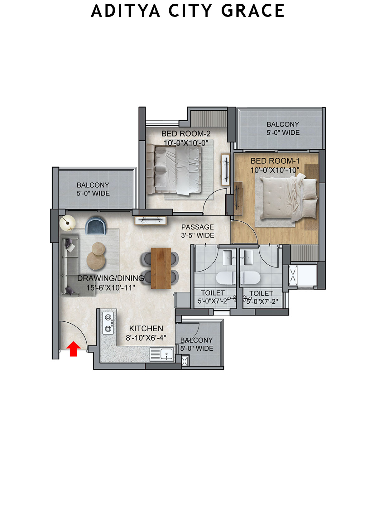 Aditya City Grace Tower MN Unit 4 (Type C) Floor Plan