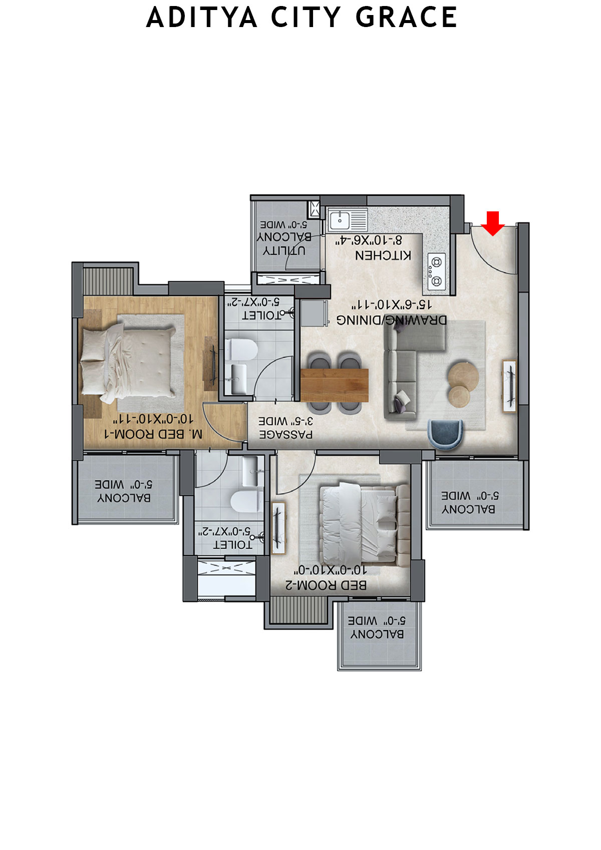 Aditya City Grace Tower MN Unit 8 (Type B) Floor Plan