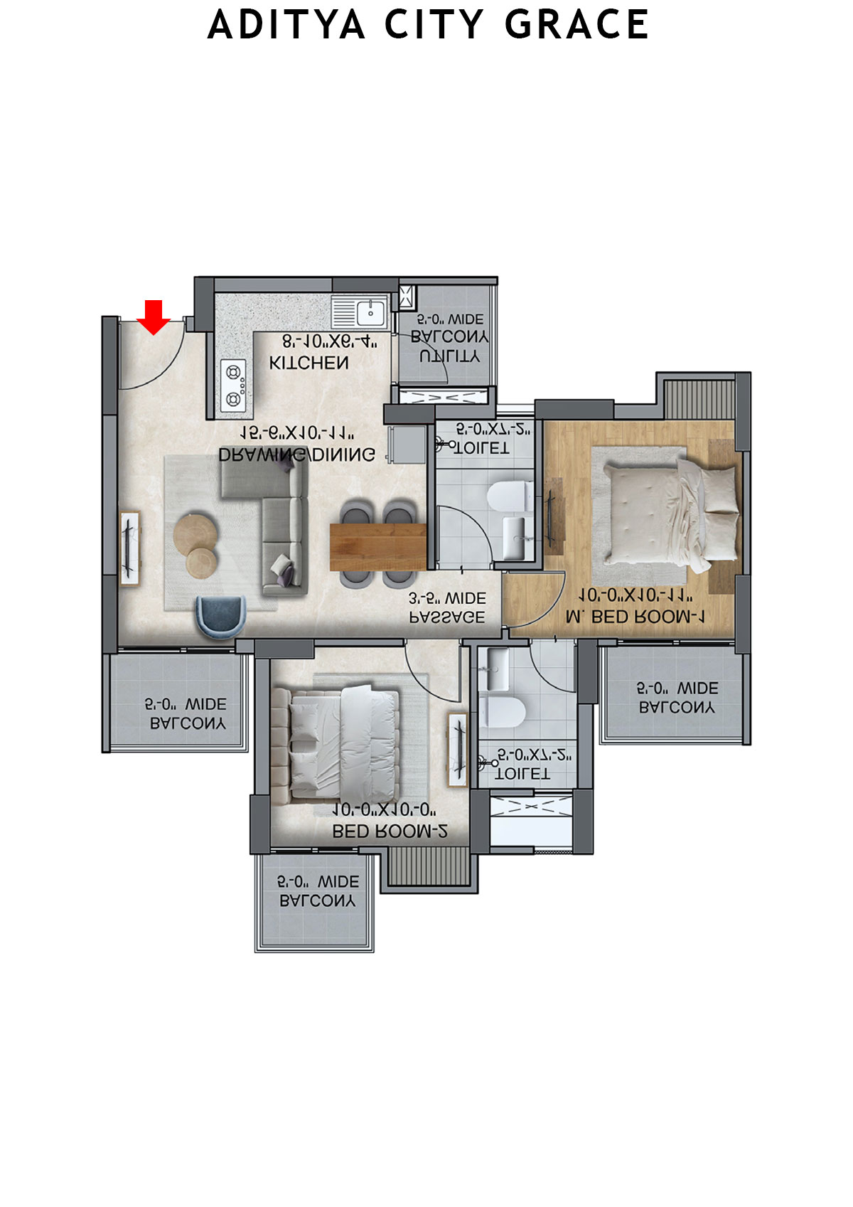 Aditya City Grace Tower MN Unit 9 (Type B) Floor Plan