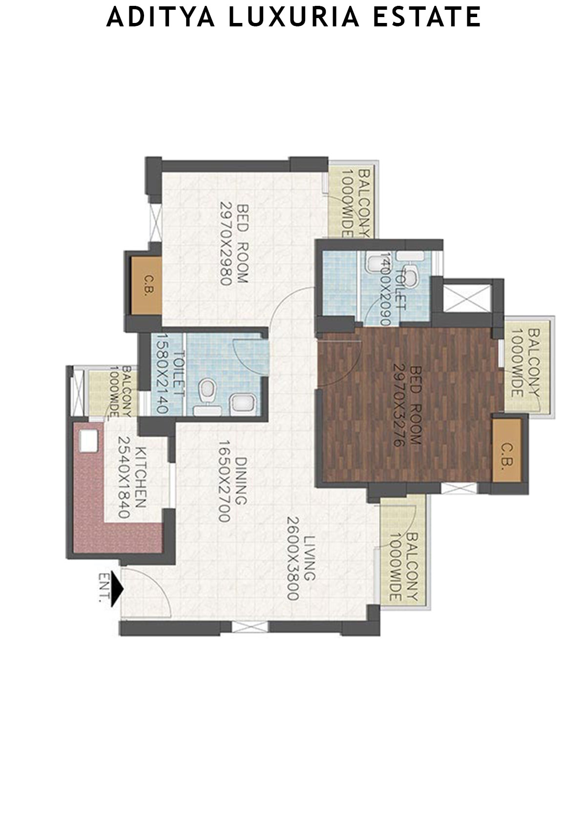 Aditya Luxuria Estate Tower 1 Unit 1 (Type 3) Floor Plan