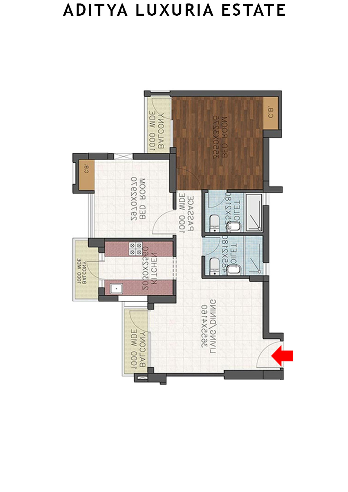 Aditya Luxuria Estate Tower 1 Unit 4 (Type 2) Floor Plan