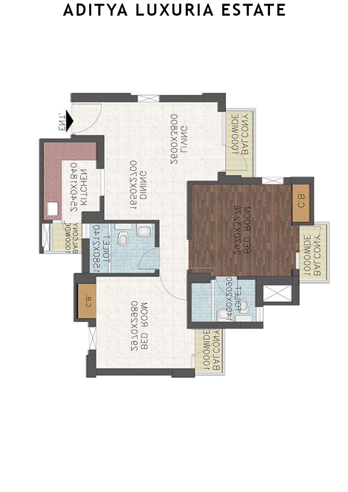 Aditya Luxuria Estate Tower 1 Unit 6 (Type 3) Floor Plan