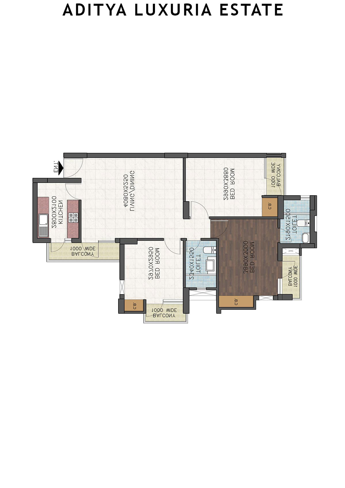 Aditya Luxuria Estate Tower 1 Unit 7 (Type 1) Floor Plan