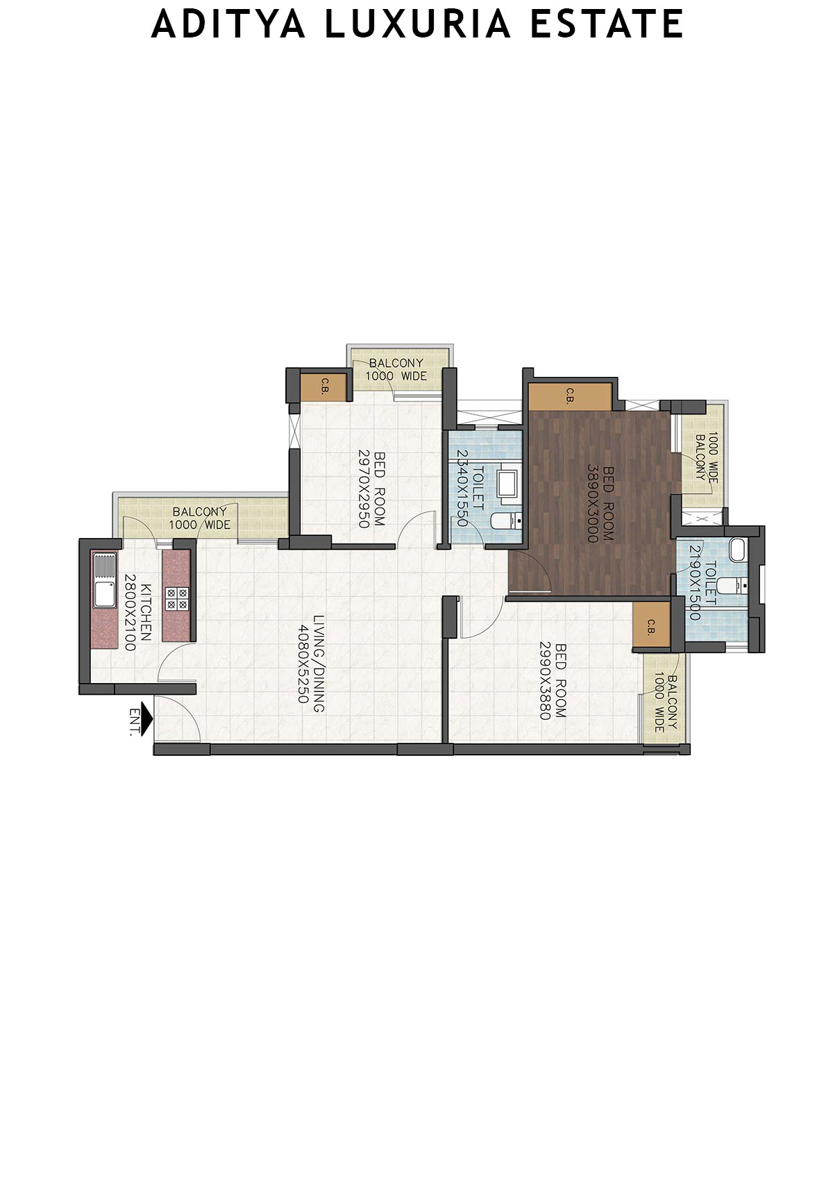 Aditya Luxuria Estate Tower 1 Unit 8 (Type 1) Floor Plan