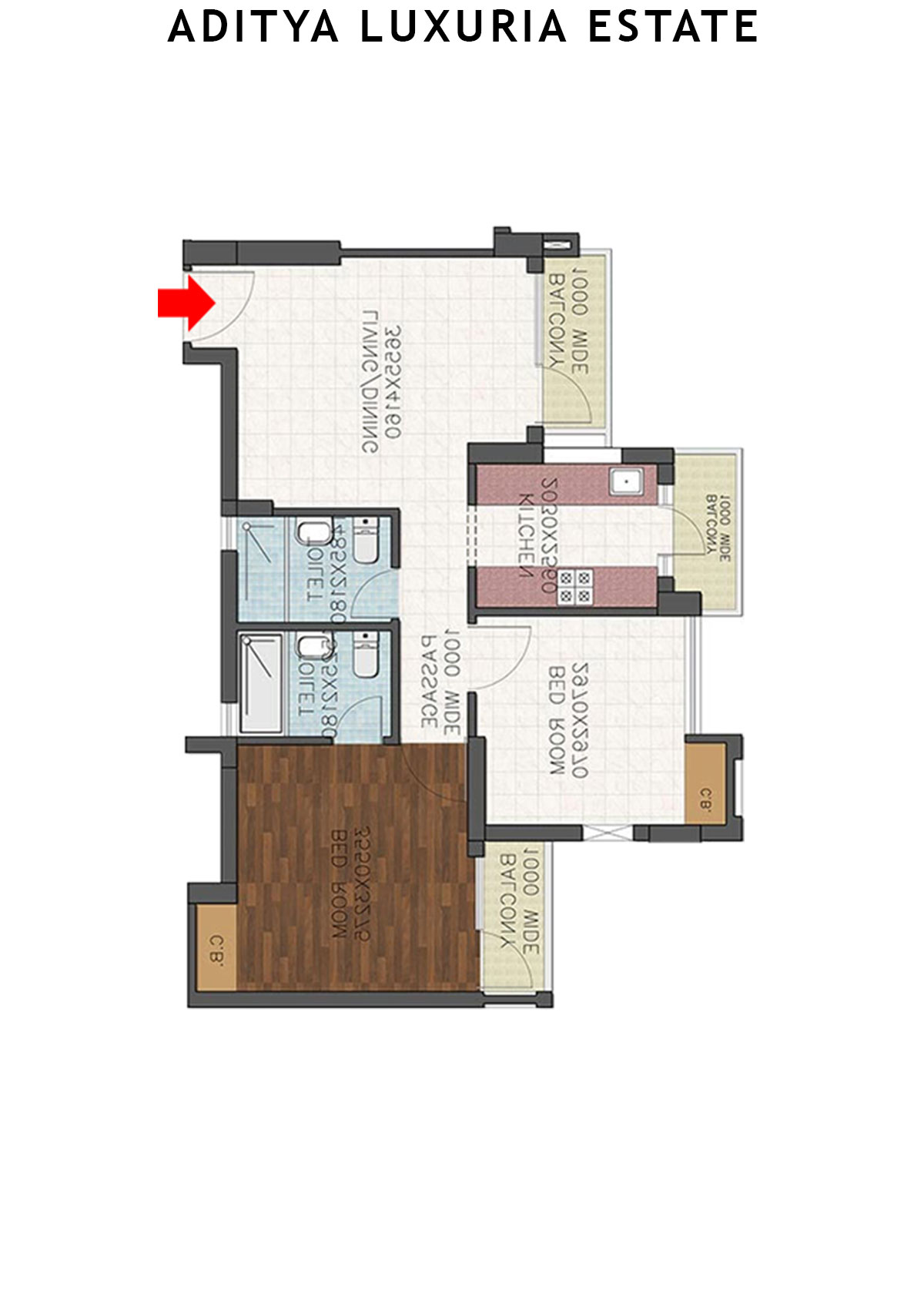 Aditya Luxuria Estate Tower 6 Unit 3 (Type 2) Floor Plan