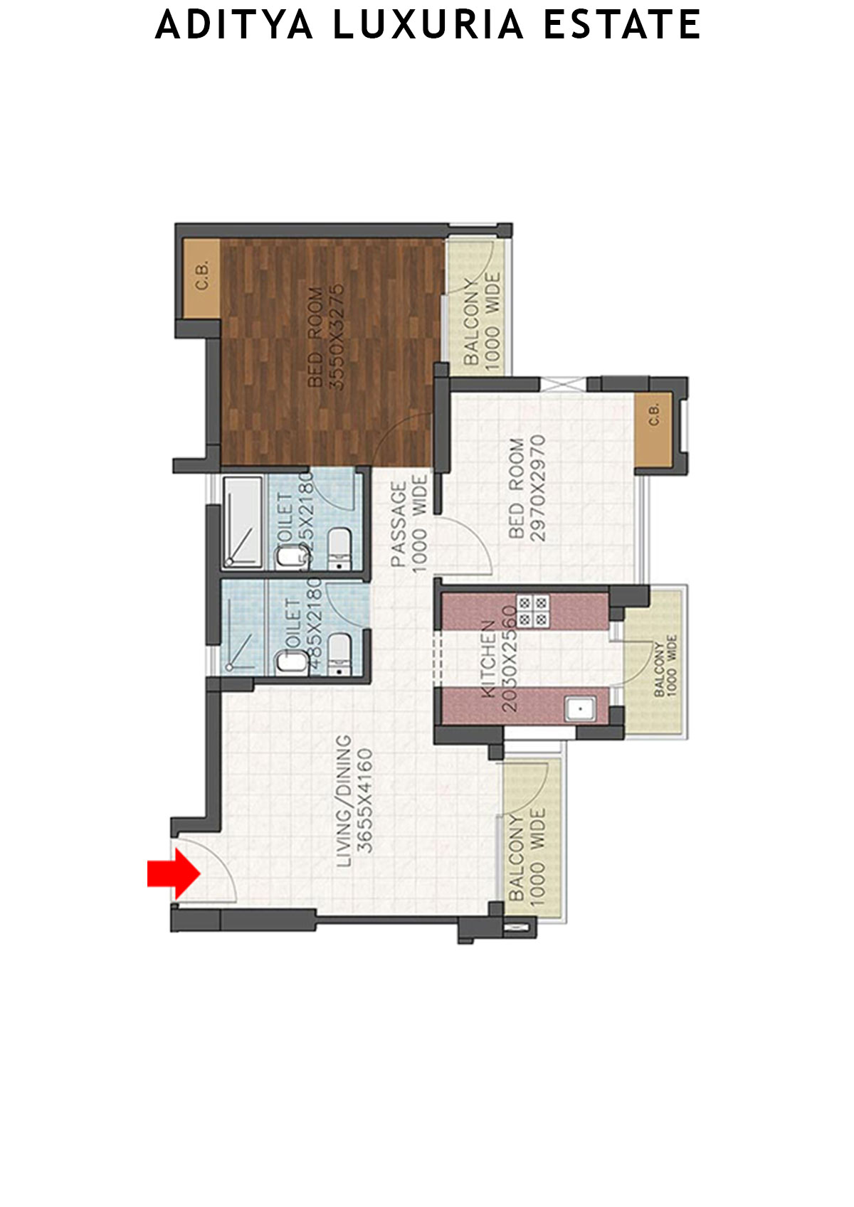 Aditya Luxuria Estate Tower 6 Unit 4 (Type 2) Floor Plan