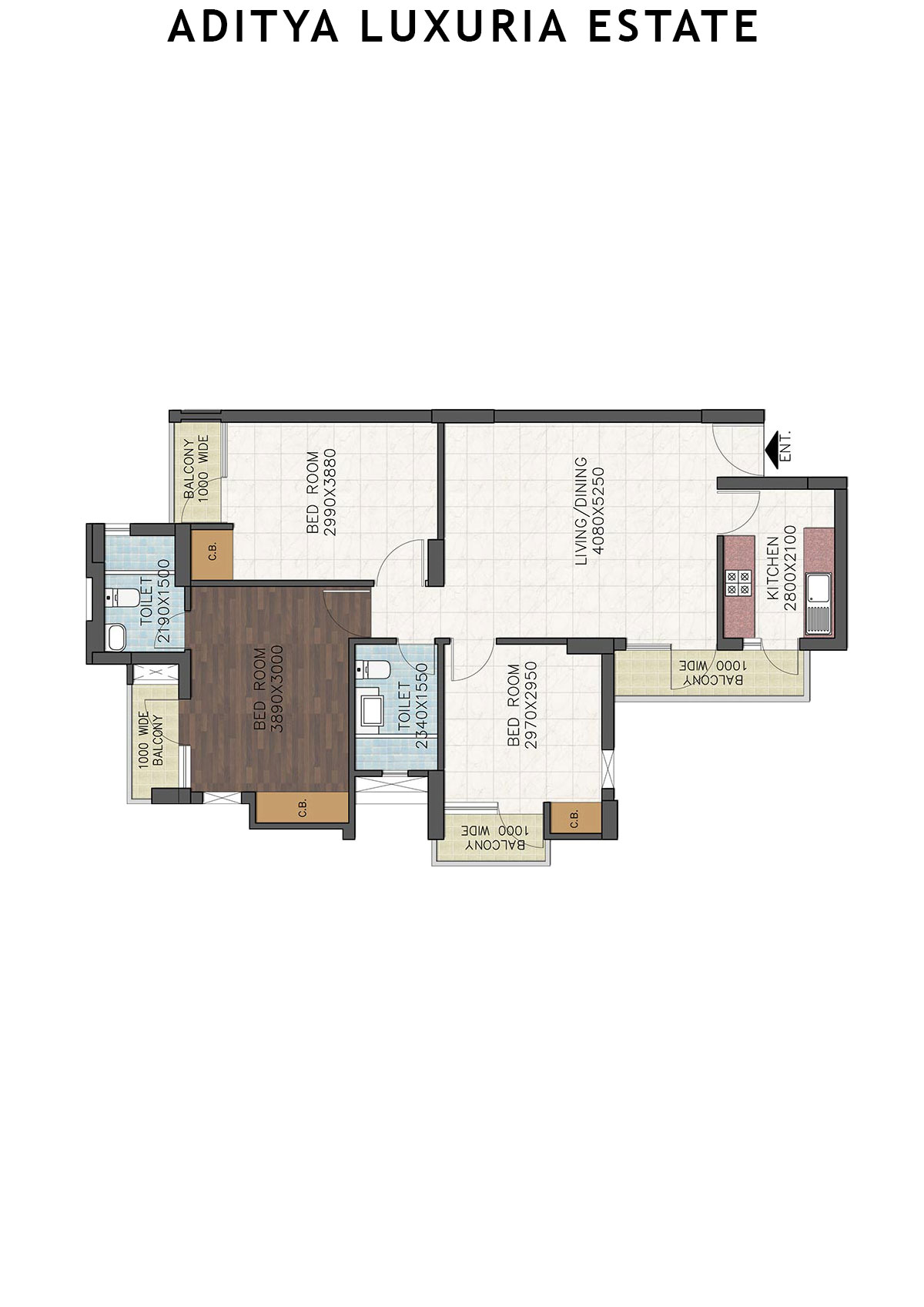 Aditya Luxuria Estate Tower 6 Unit 7 (Type 1) Floor Plan
