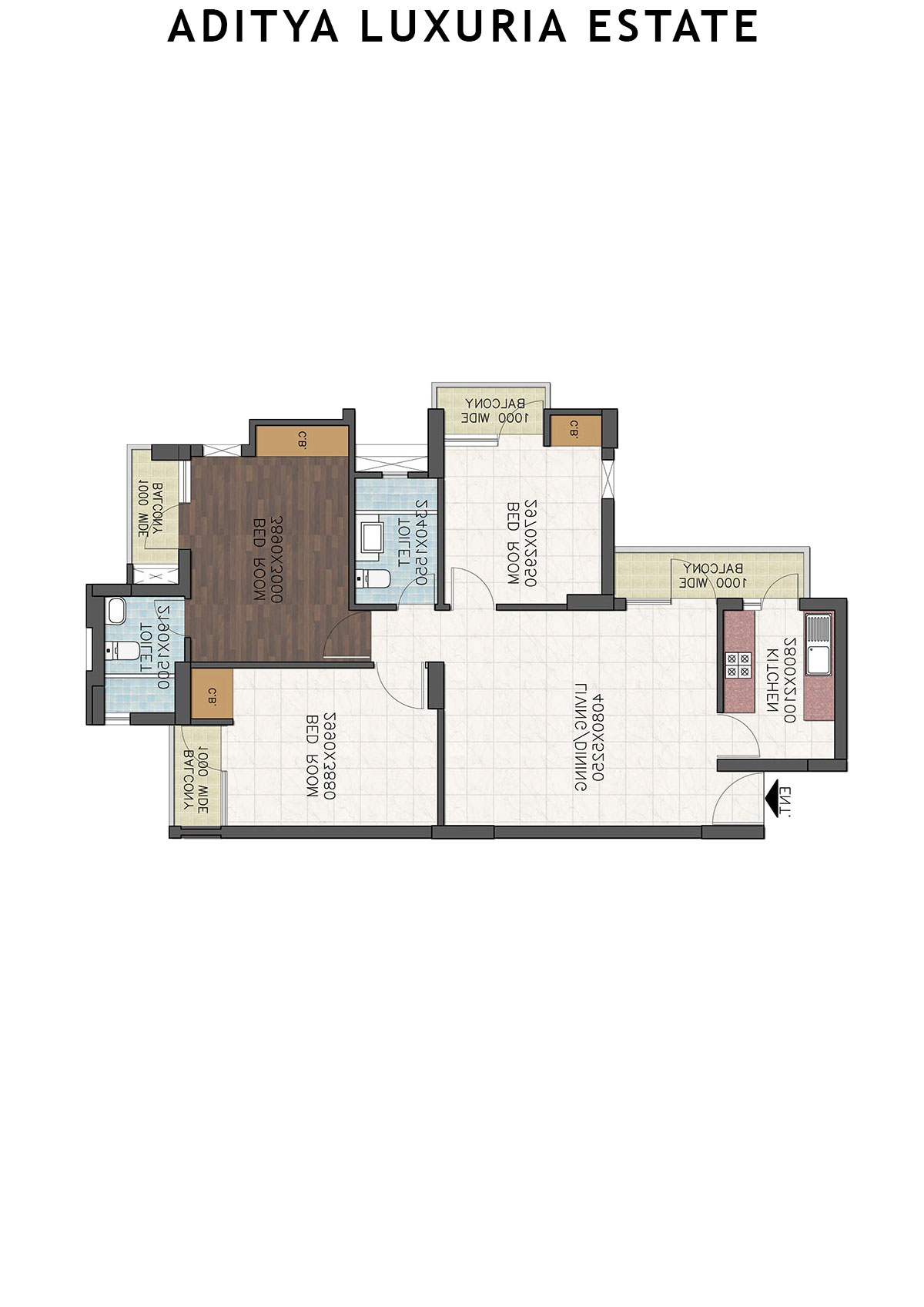 Aditya Luxuria Estate Tower 6 Unit 8 (Type 1) Floor Plan