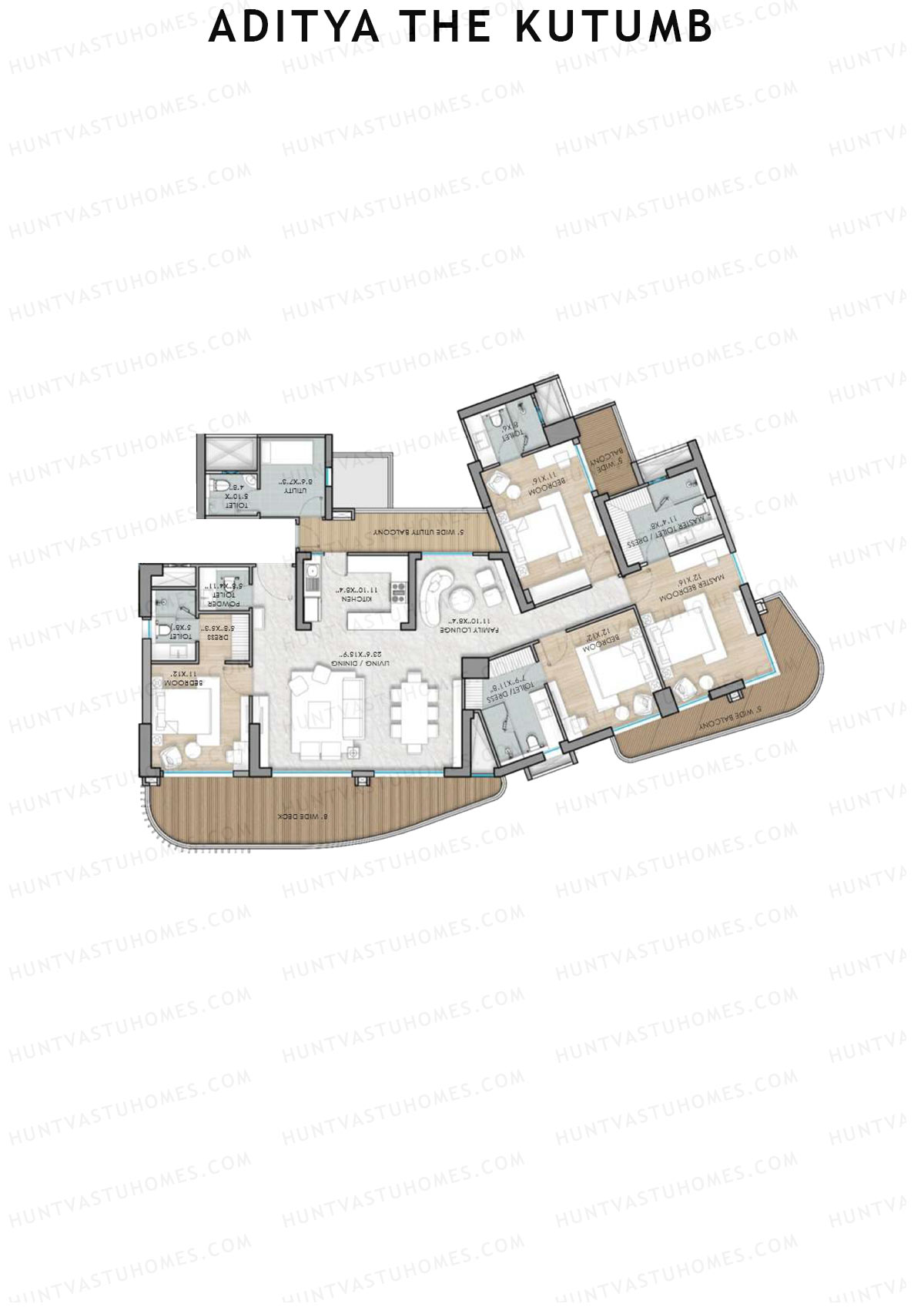 Aditya The Kutumb Tower 1 Unit 3 (Type A) Floor Plan