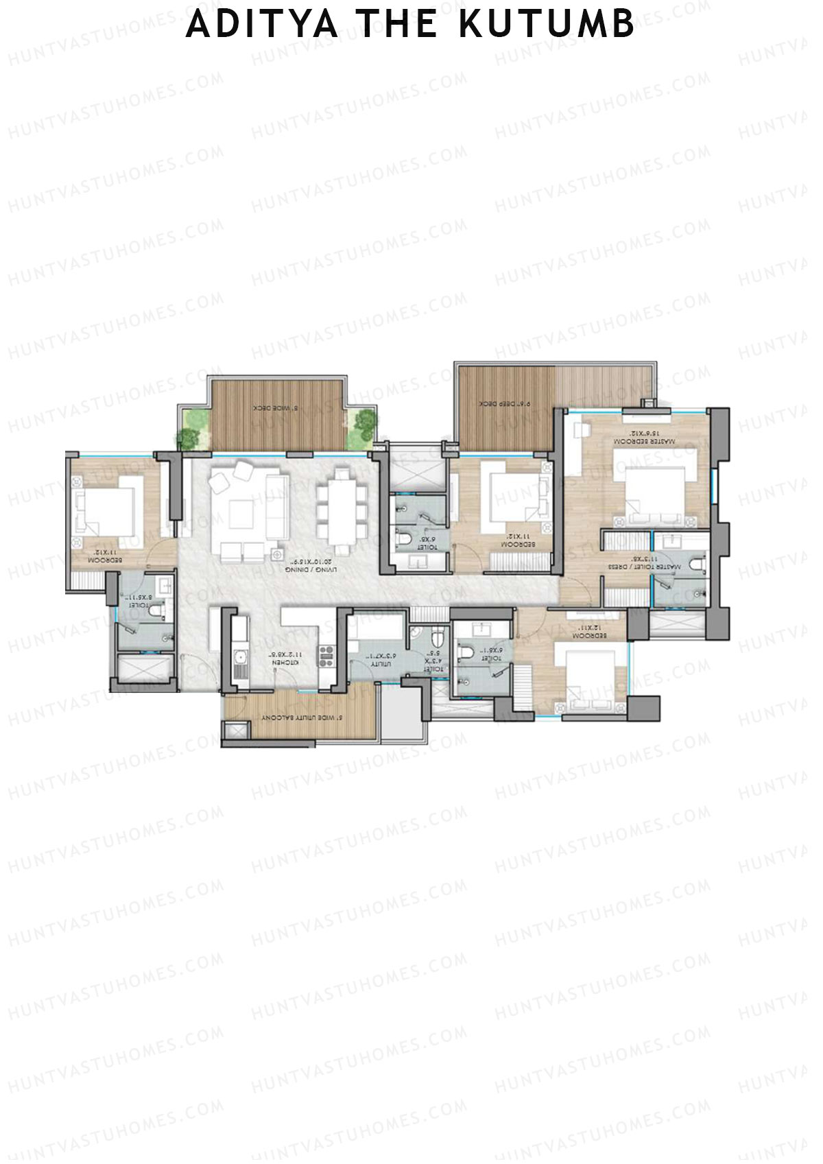 Aditya The Kutumb Tower 3 Unit 2 (Type B) Floor Plan