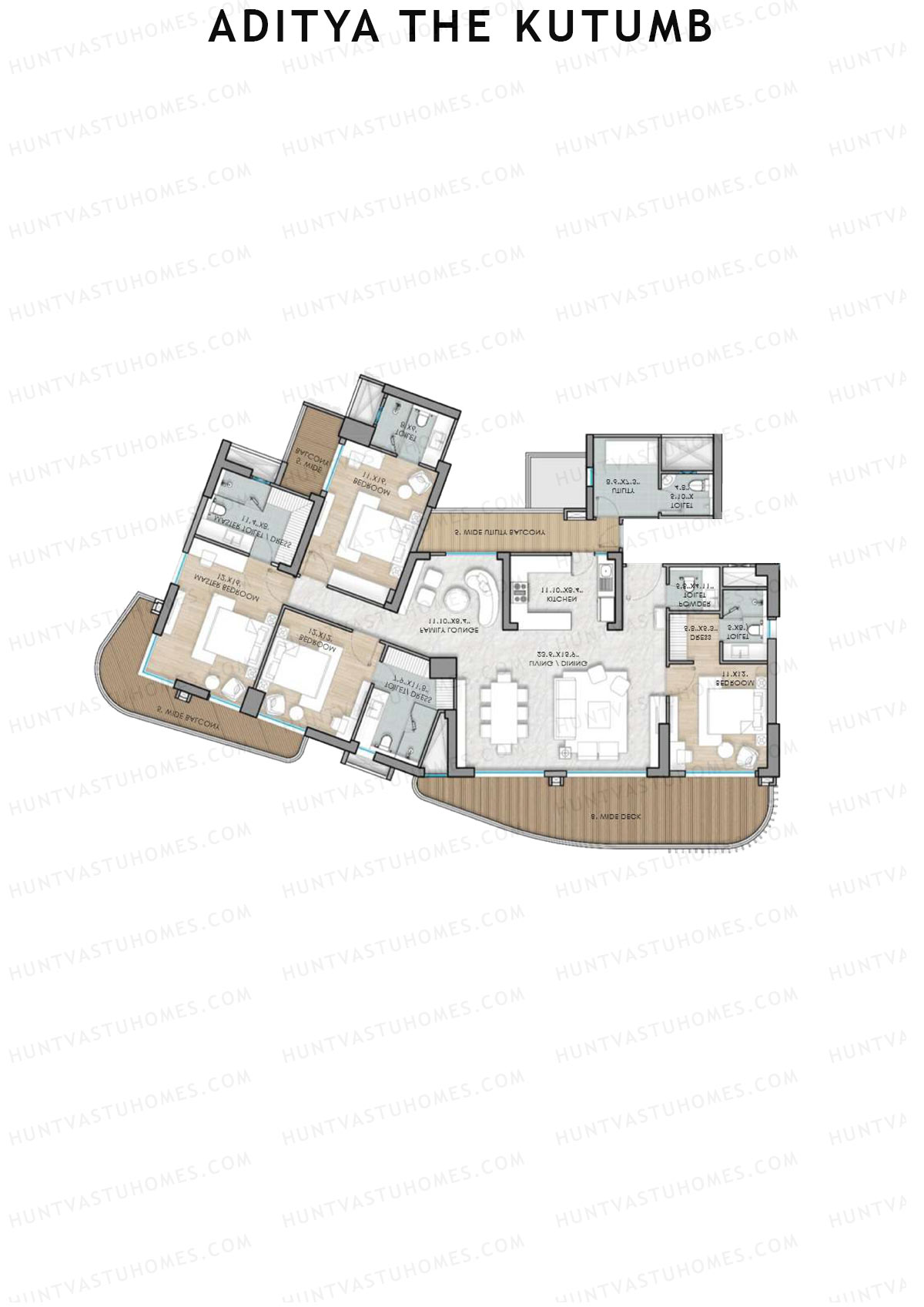 Aditya The Kutumb Tower 3 Unit 4 (Type A) Floor Plan