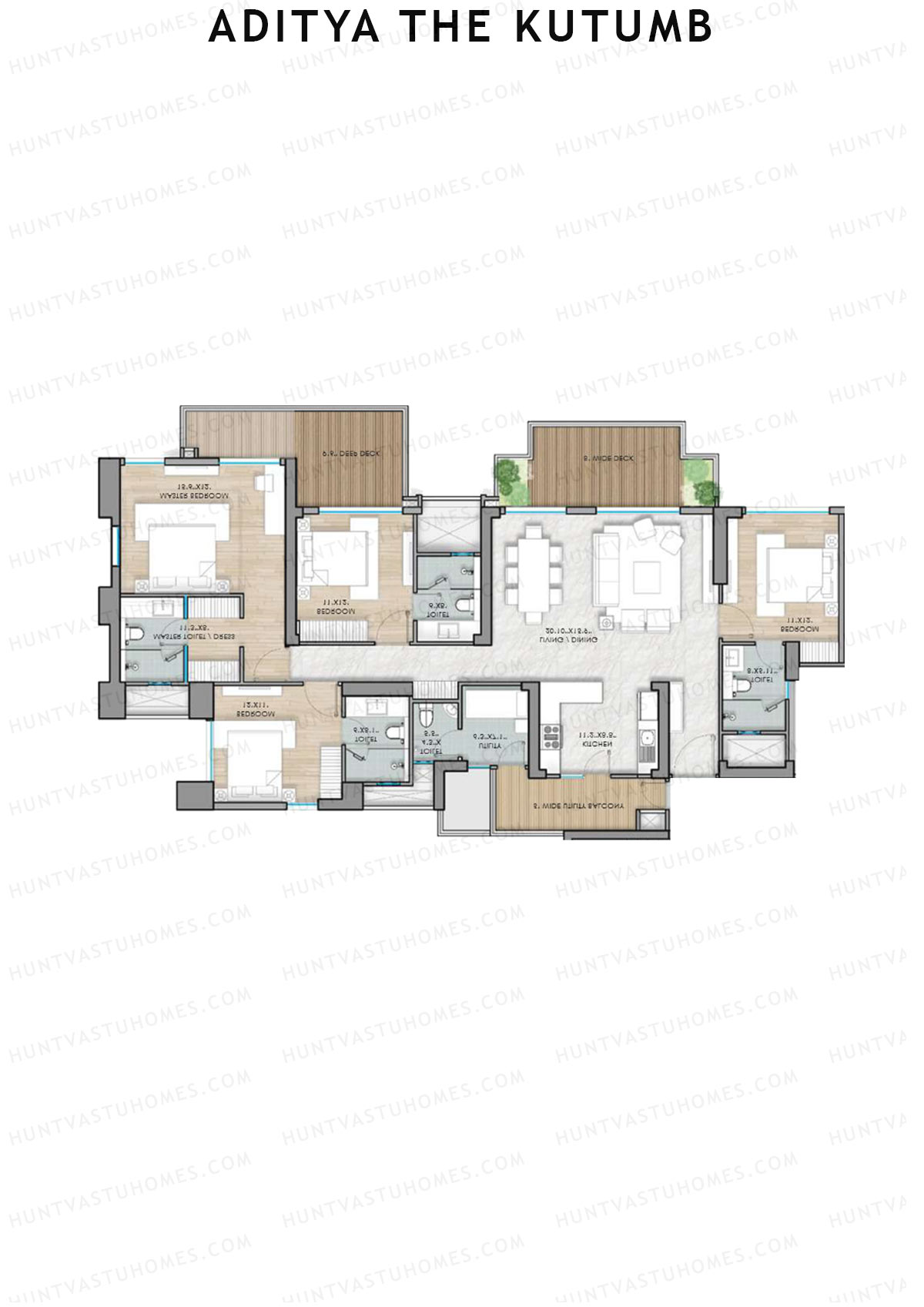 Aditya The Kutumb Tower 4 Unit 1 (Type B) Floor Plan