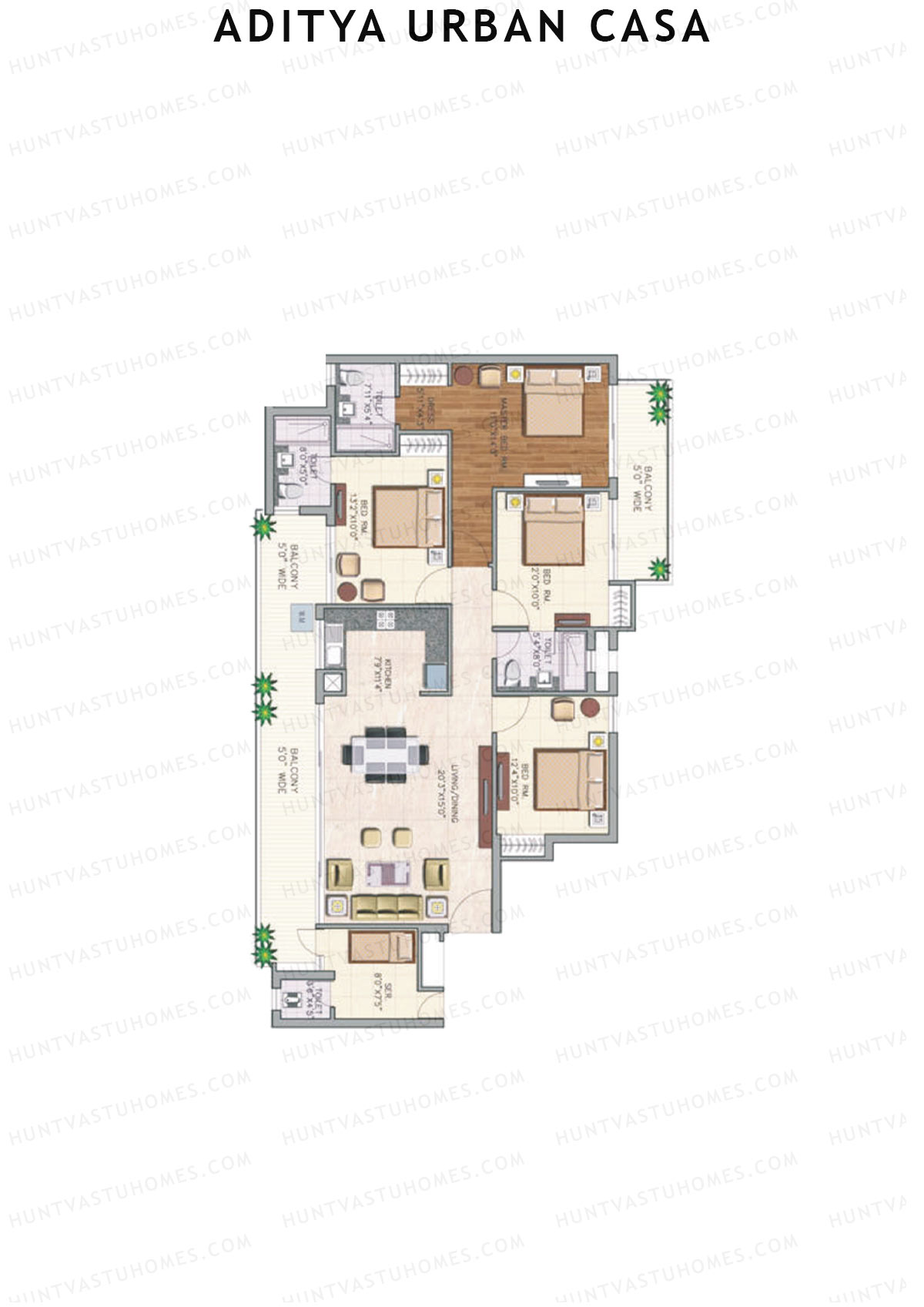Aditya Urban Casa Tower A Unit 1 (Type I) Floor Plan