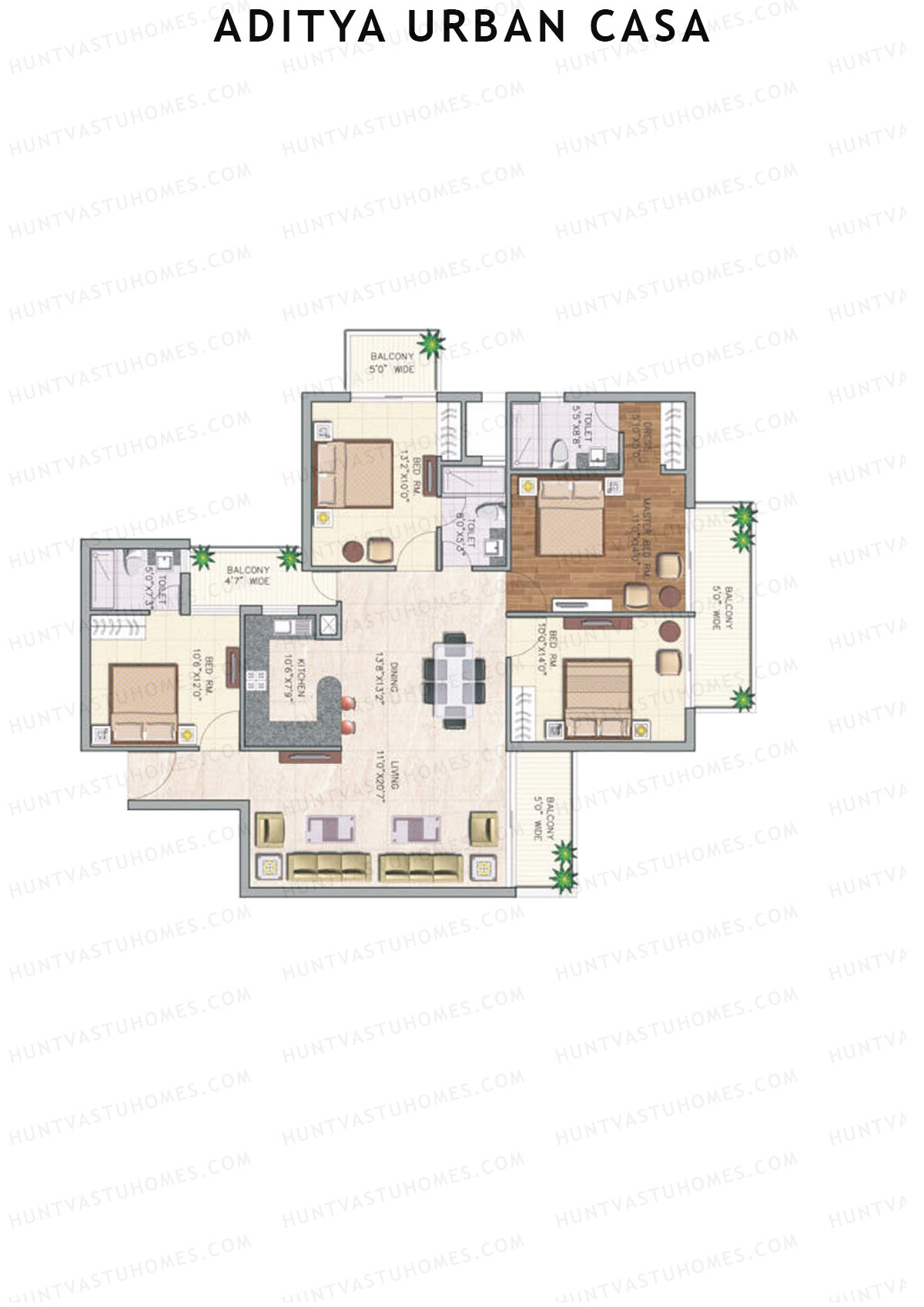 Aditya Urban Casa Tower A Unit 2 (Type II) Floor Plan