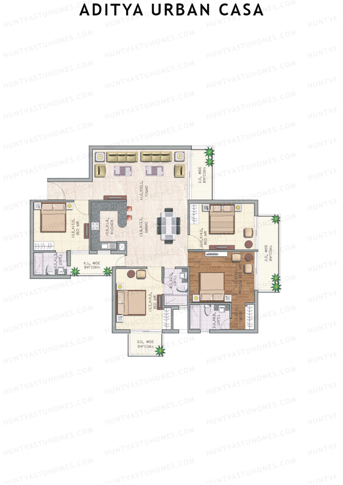 Aditya Urban Casa Tower A Unit 3 (Type II) Floor Plan