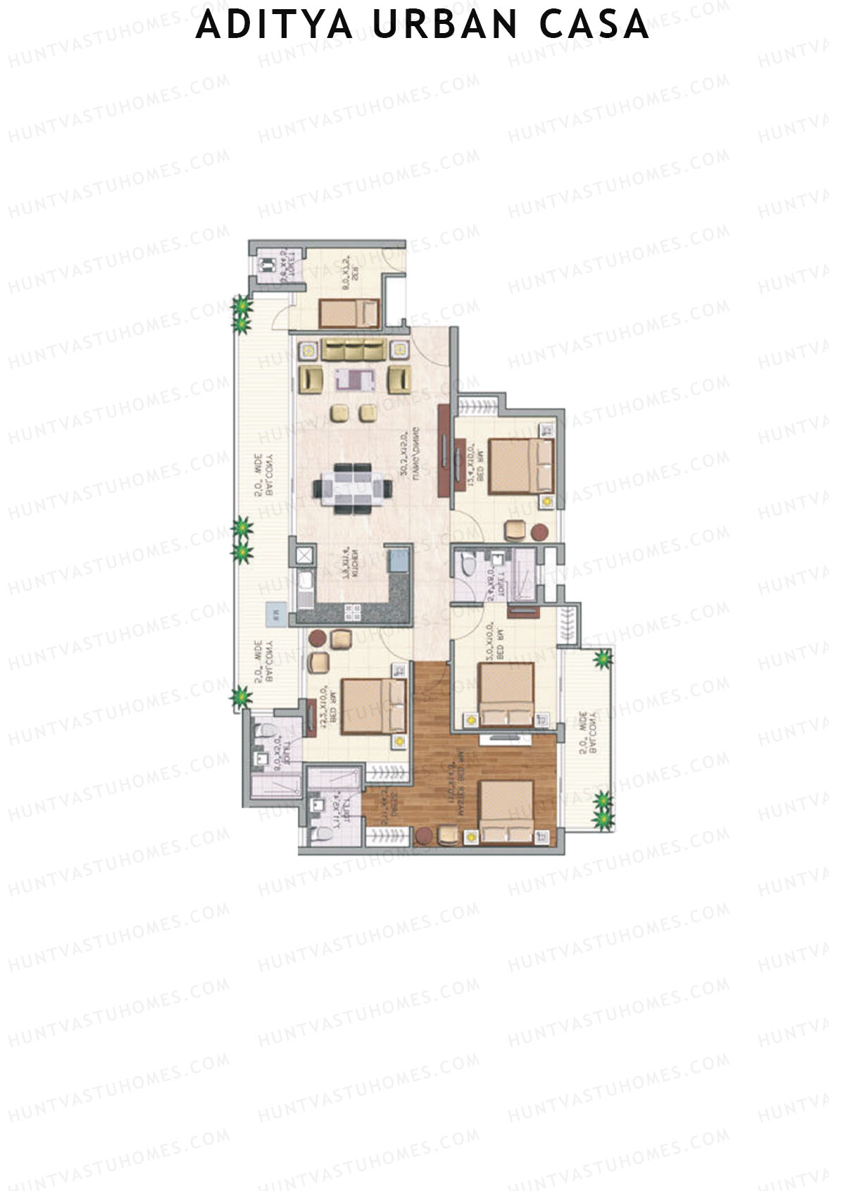 Aditya Urban Casa Tower A Unit 4 (Type I) Floor Plan