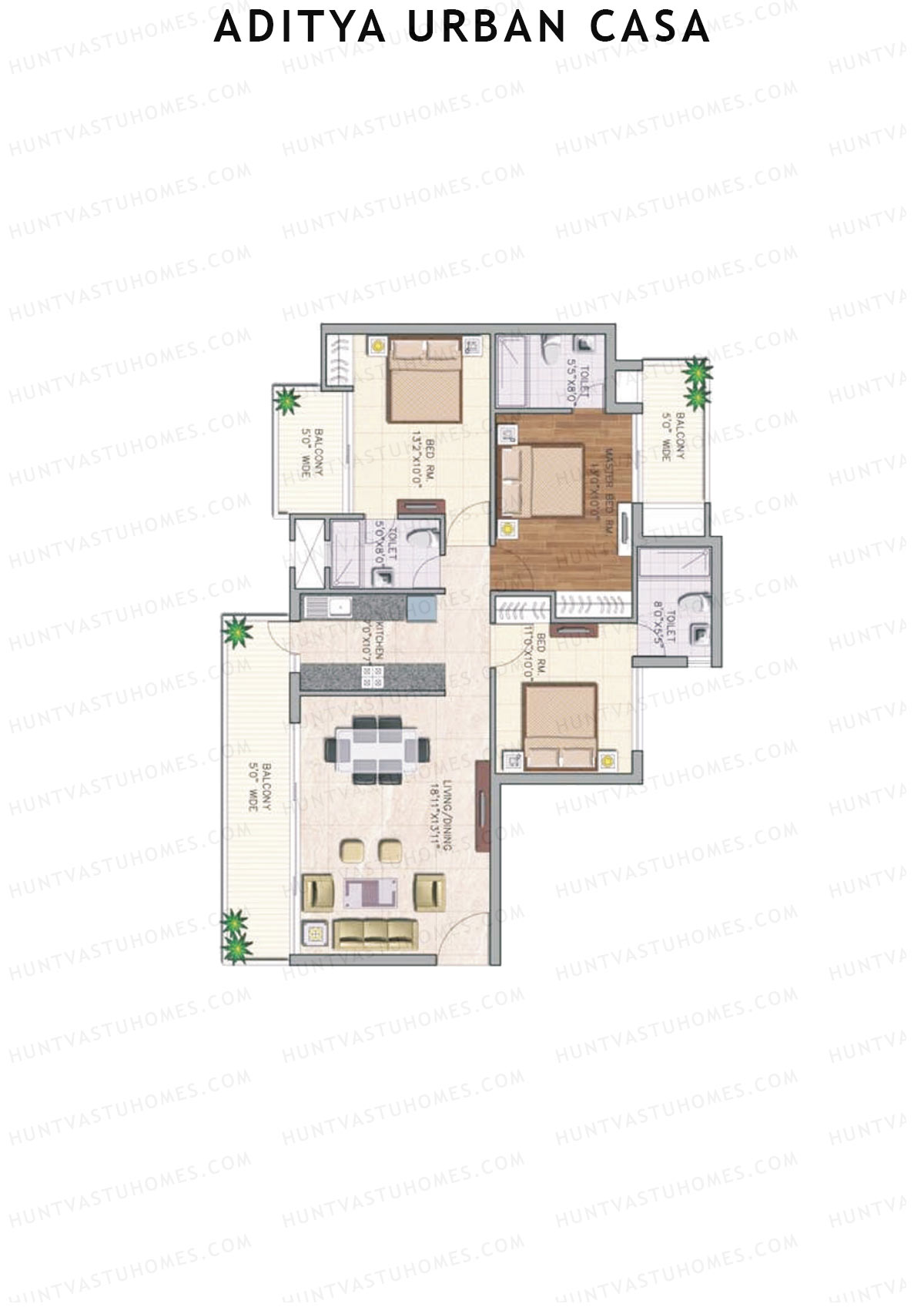 Aditya Urban Casa Tower B Unit 1 (Type III) Floor Plan