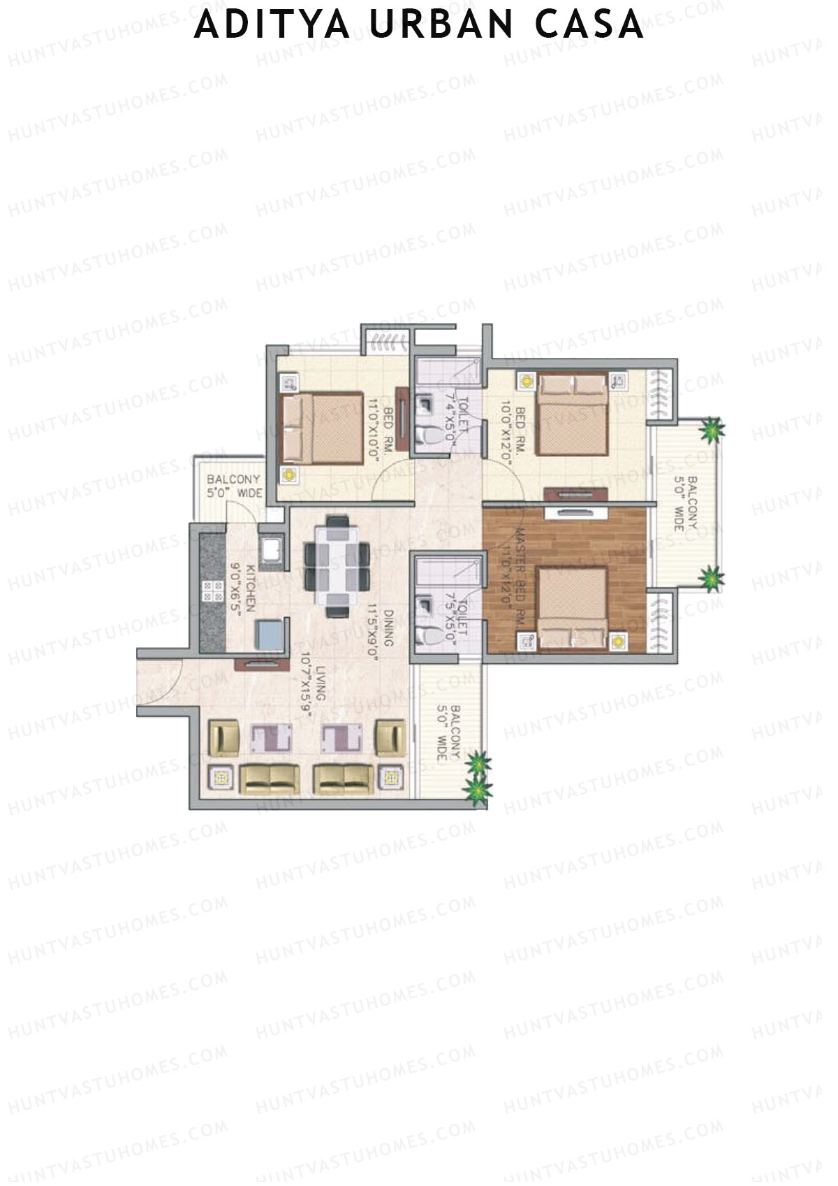 Aditya Urban Casa Tower B Unit 2 (Type IV) Floor Plan