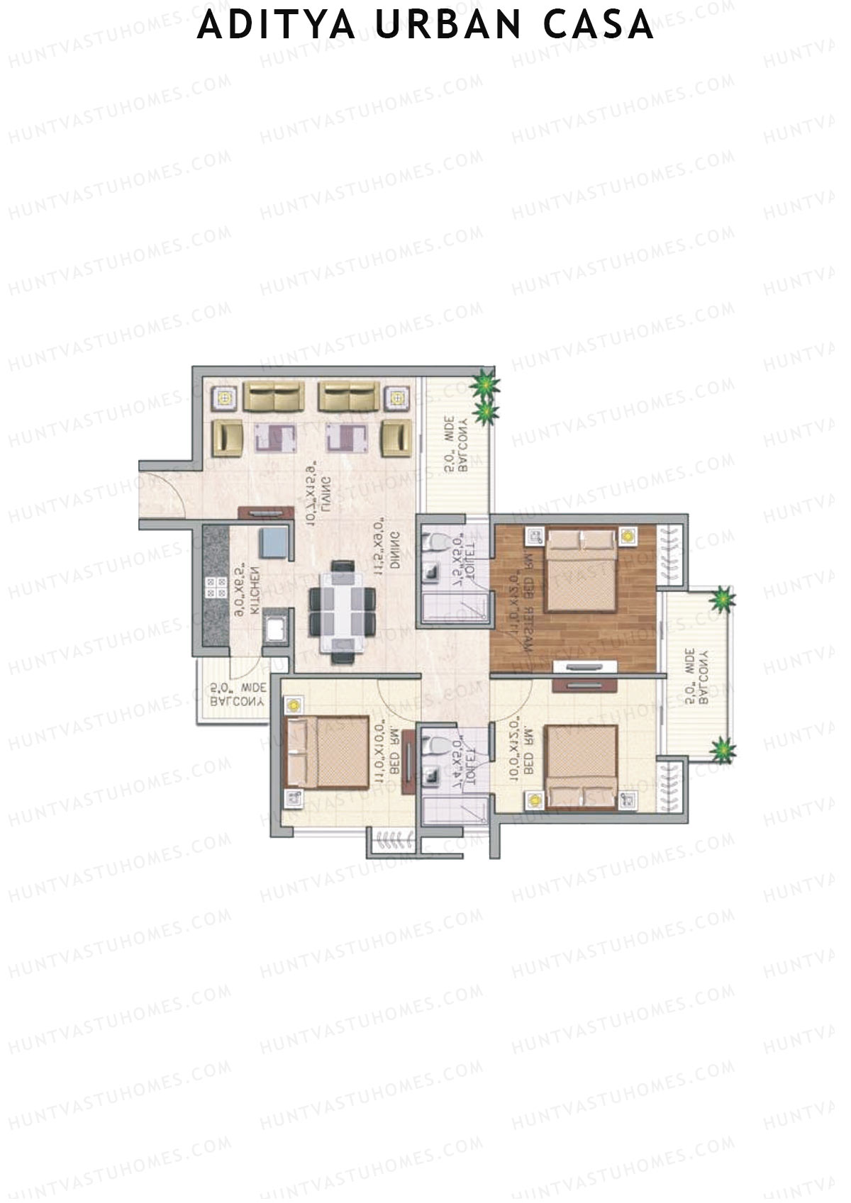 Aditya Urban Casa Tower B Unit 3 (Type IV) Floor Plan