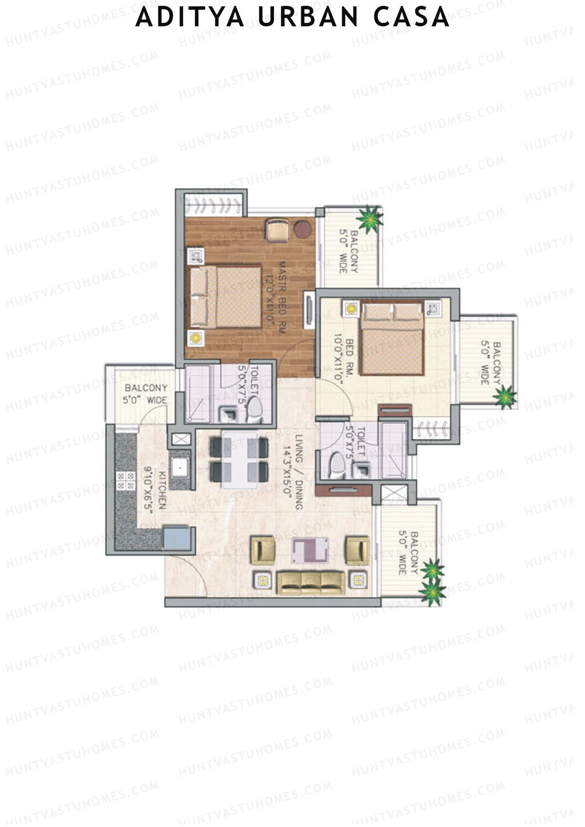 Aditya Urban Casa Tower C Unit 4 (Type V) Floor Plan