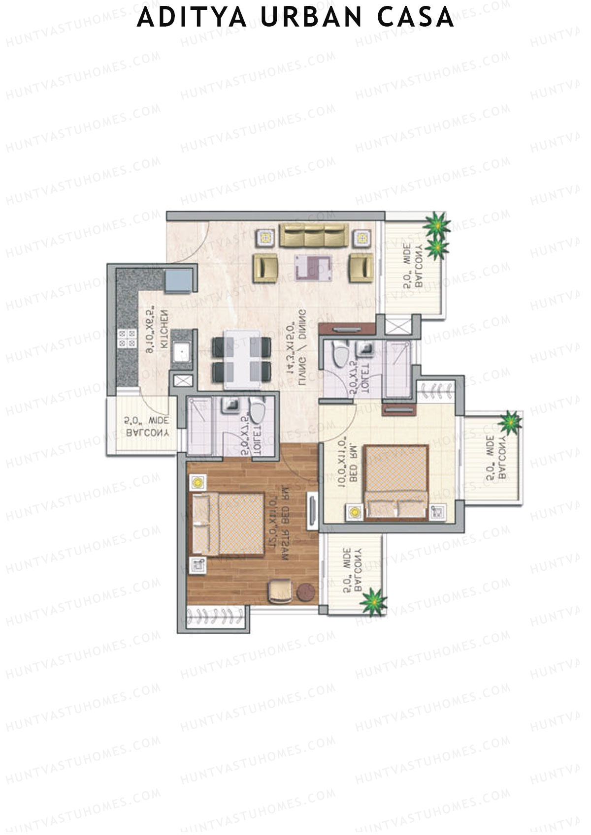 Aditya Urban Casa Tower C Unit 5 (Type V) Floor Plan