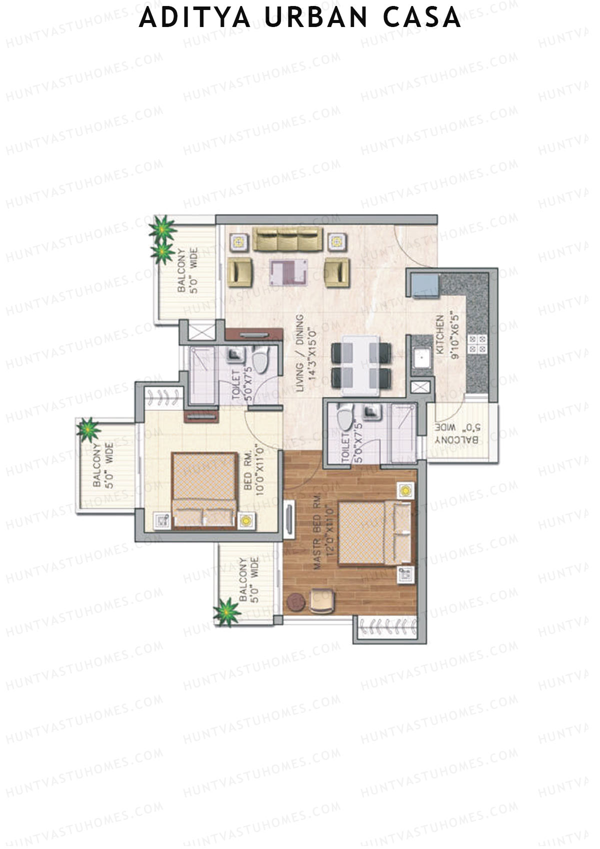 Aditya Urban Casa Tower F Unit 4 (Type V) Floor Plan