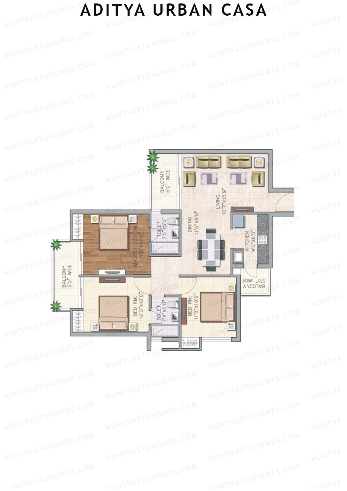 Aditya Urban Casa Tower G Unit 2 (Type IV) Floor Plan