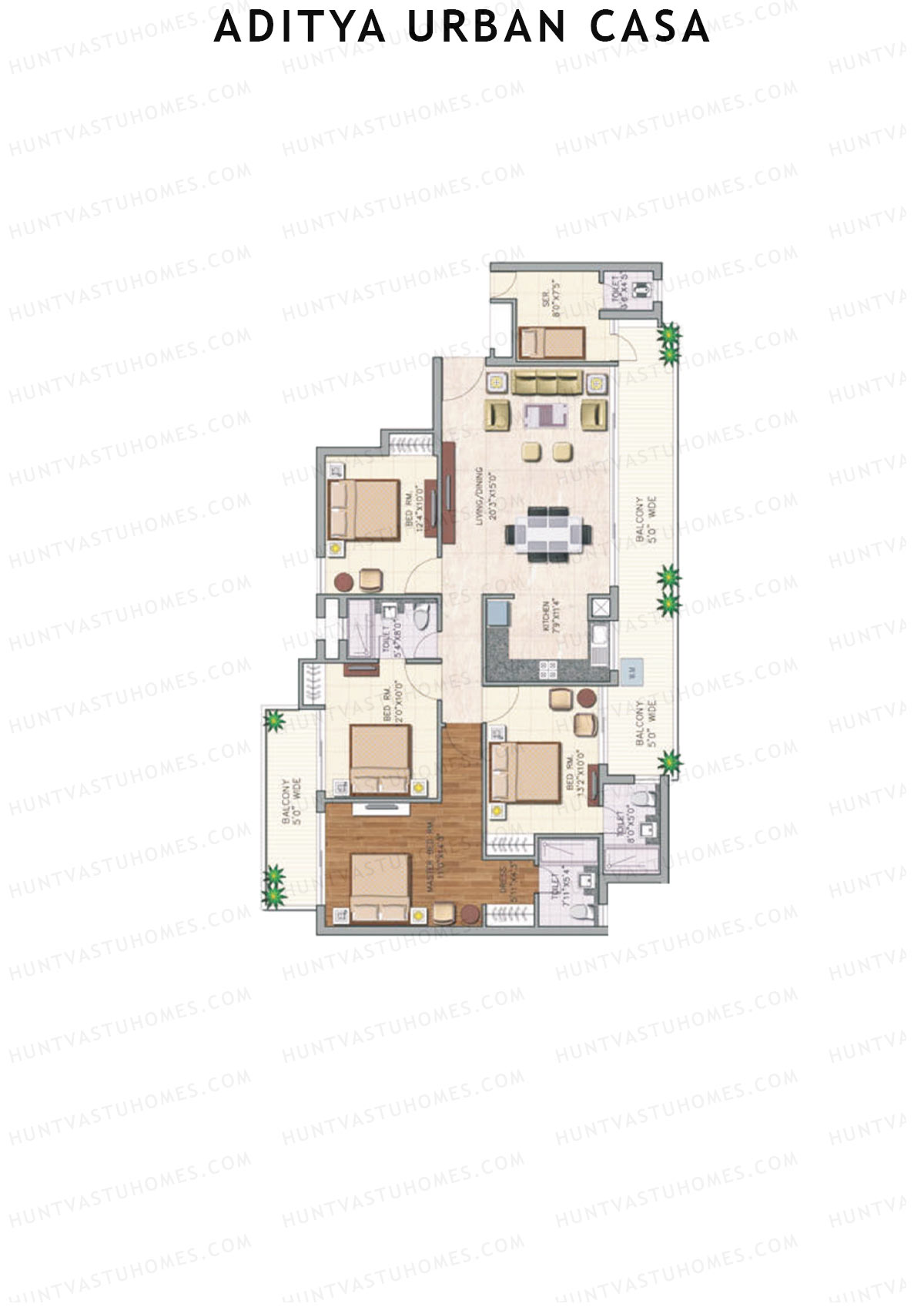 Aditya Urban Casa Tower H Unit 1 (Type I) Floor Plan
