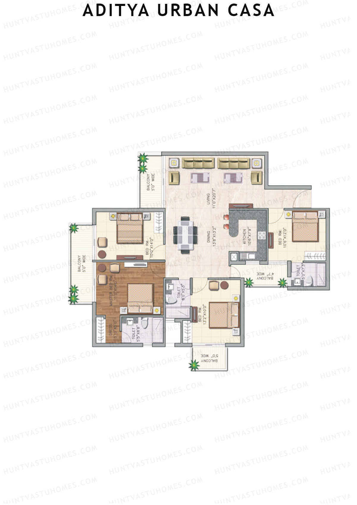 Aditya Urban Casa Tower H Unit 2 (Type II) Floor Plan