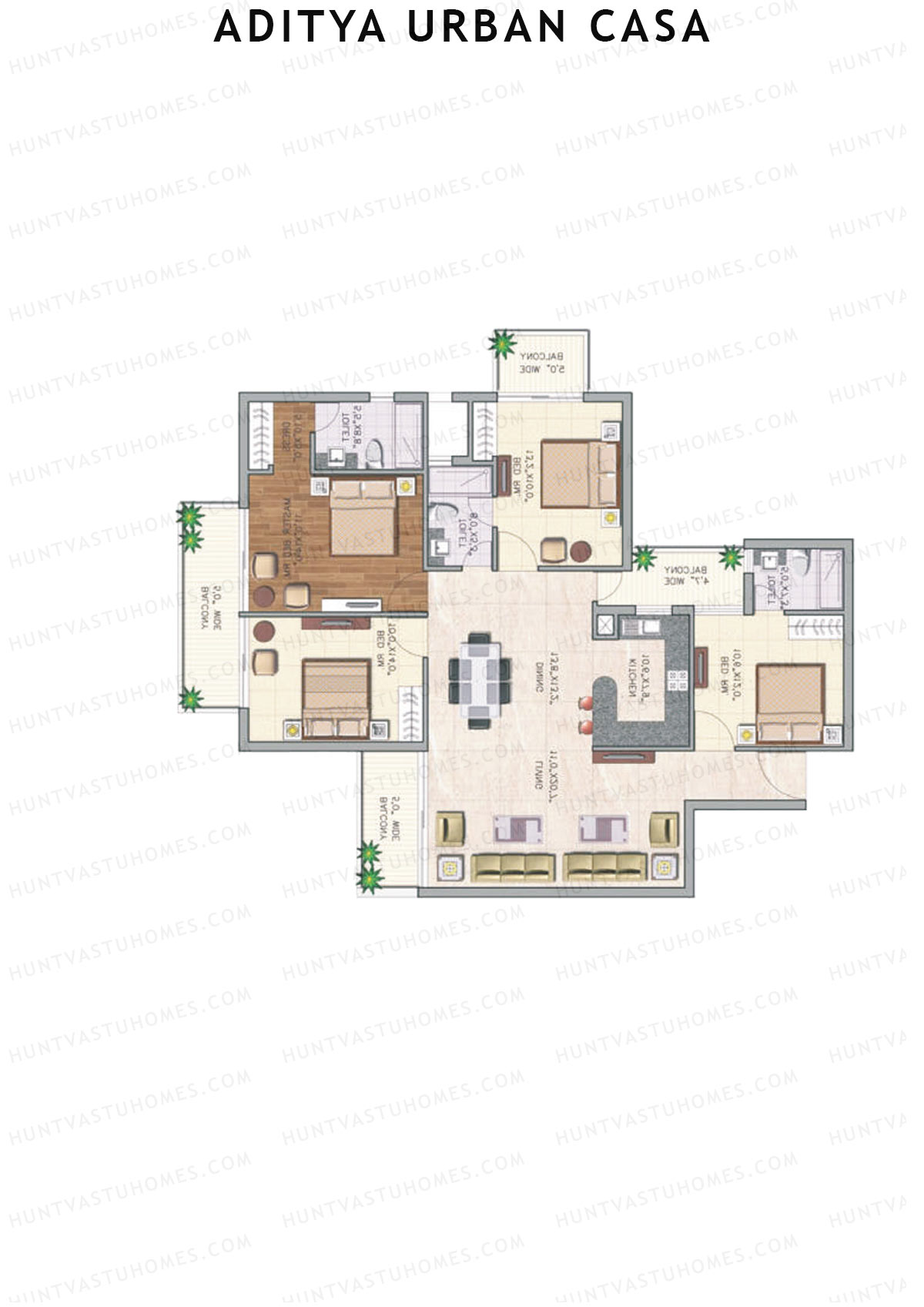 Aditya Urban Casa Tower H Unit 3 (Type II) Floor Plan