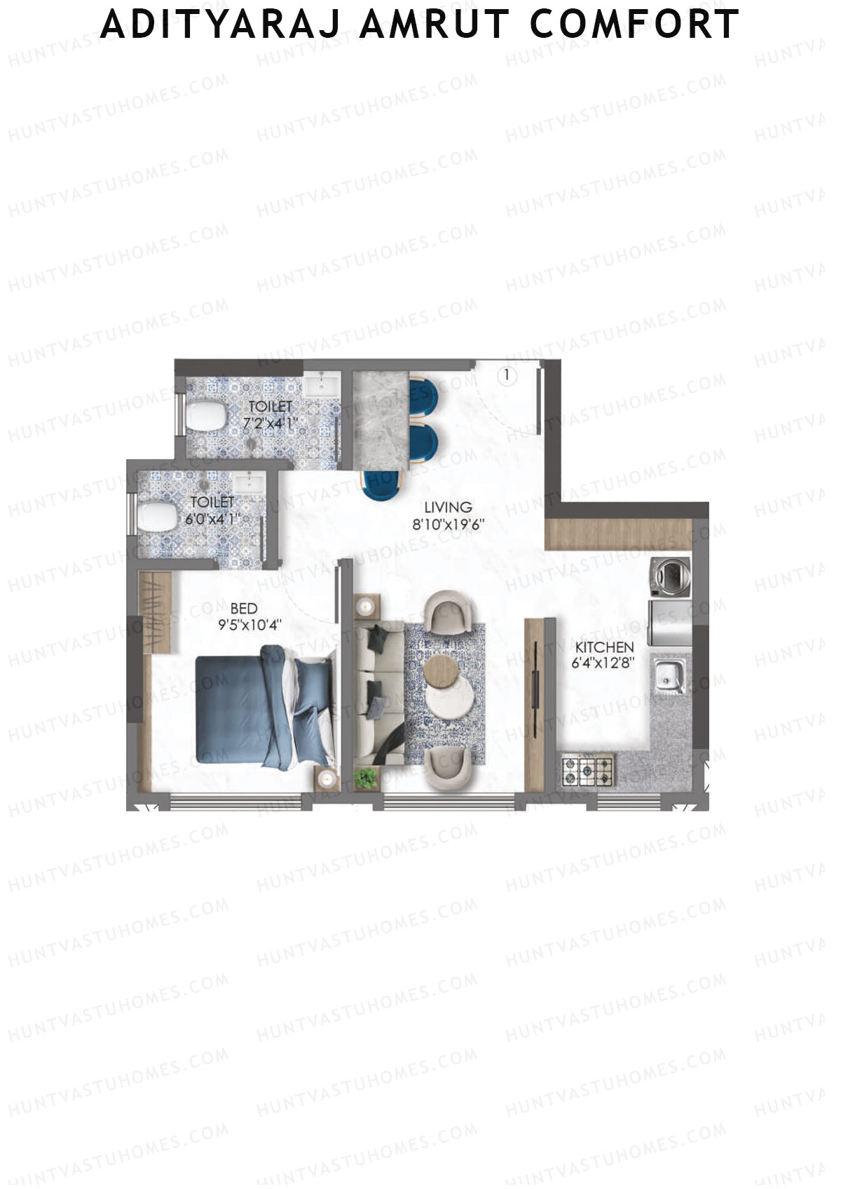 Adityaraj Amrut Comfort Tower 1 Unit 1 Floor Plan
