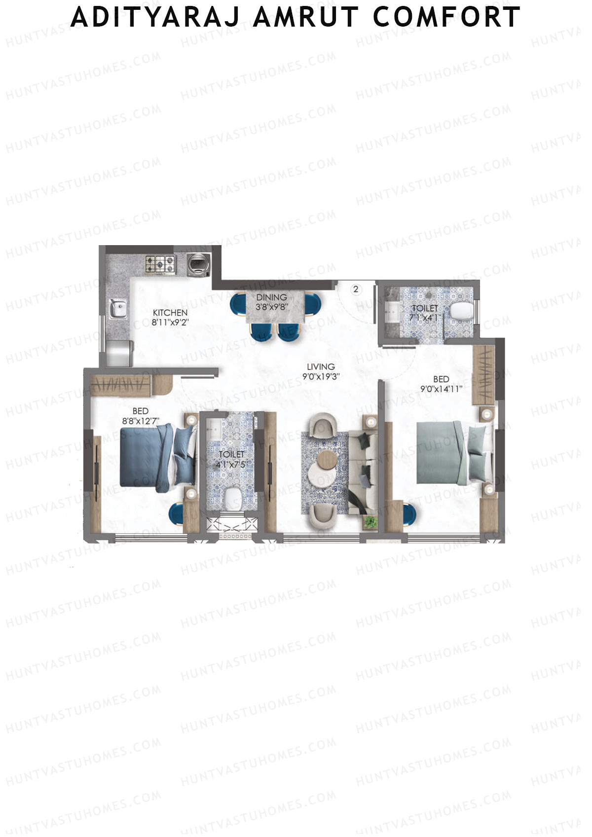 Adityaraj Amrut Comfort Tower 1 Unit 2 Floor Plan