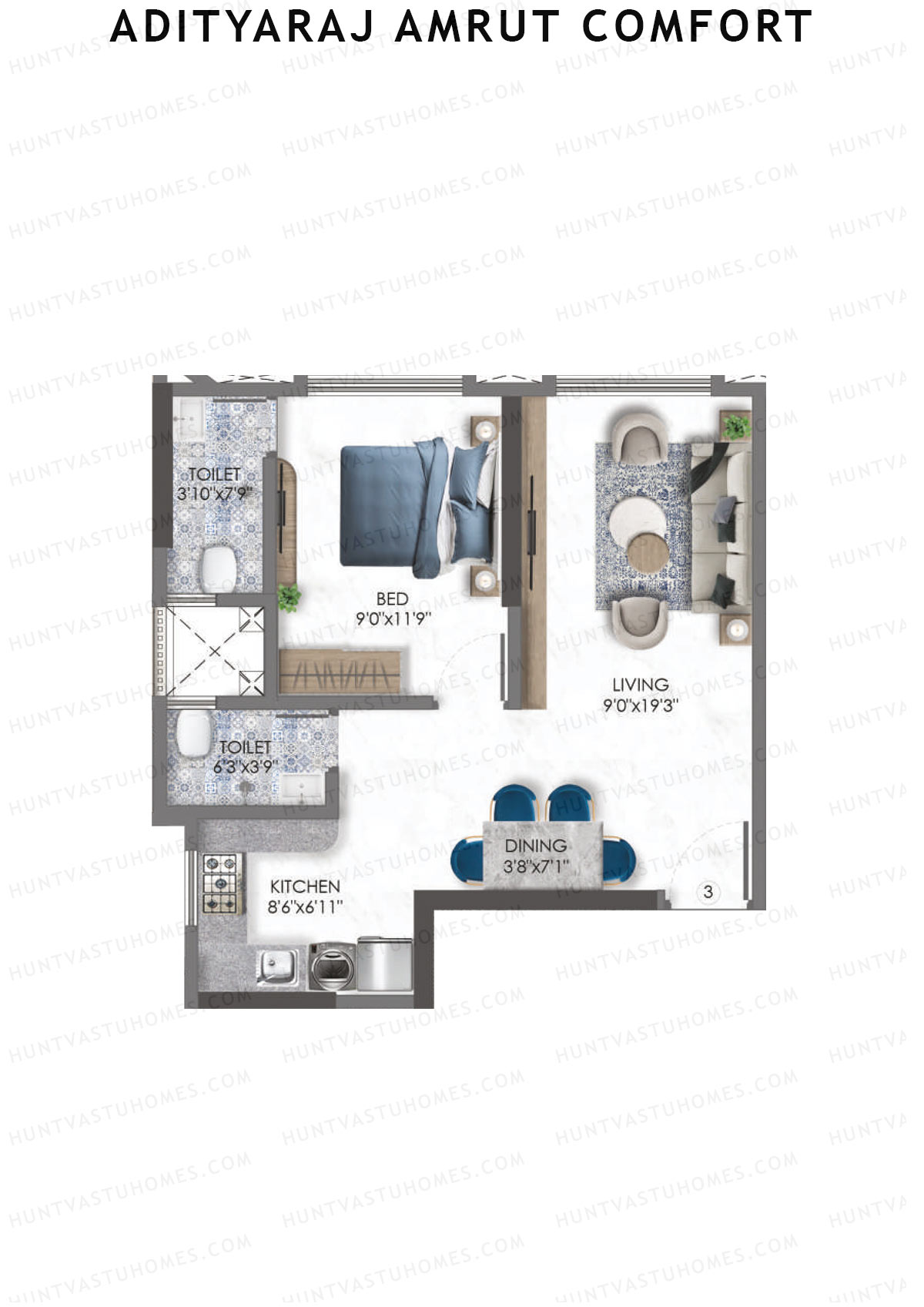 Adityaraj Amrut Comfort Tower 1 Unit 3 Floor Plan
