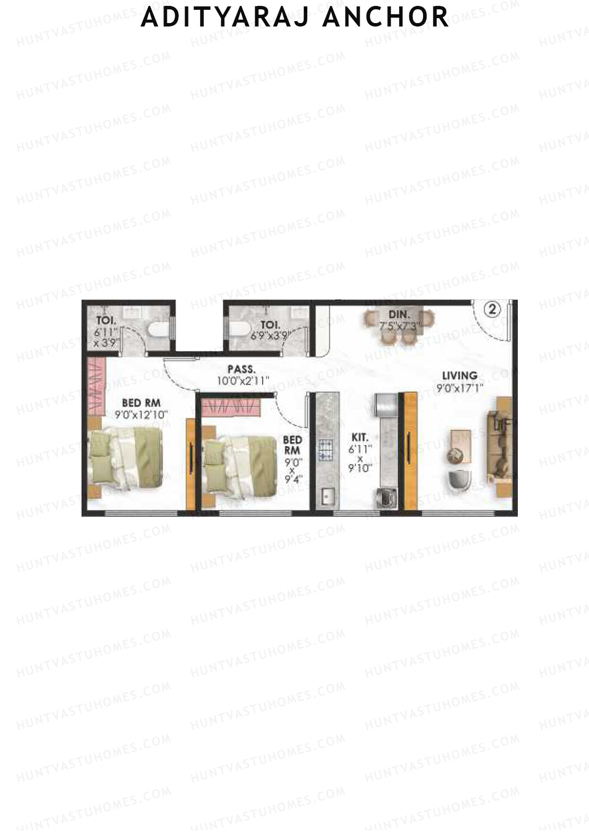 Adityaraj Anchor Wing A Unit 2 Floor Plan