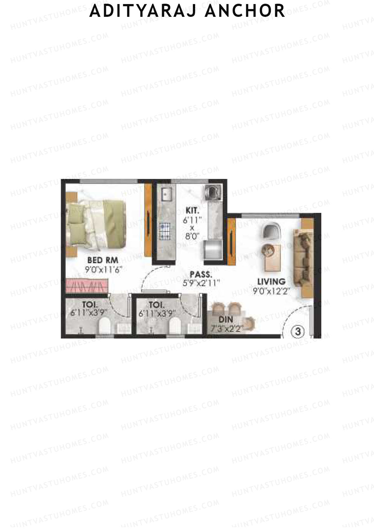 Adityaraj Anchor Wing A Unit 3 Floor Plan