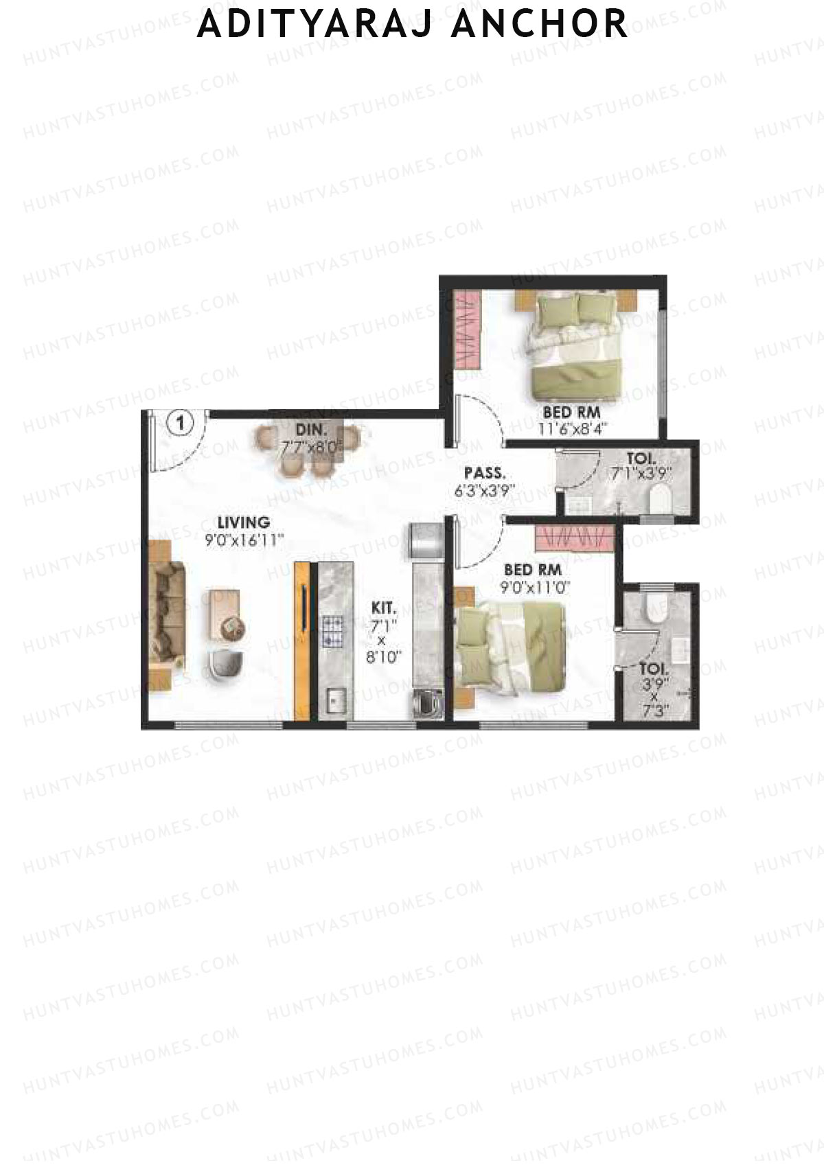 Adityaraj Anchor Wing B Unit 1 Floor Plan