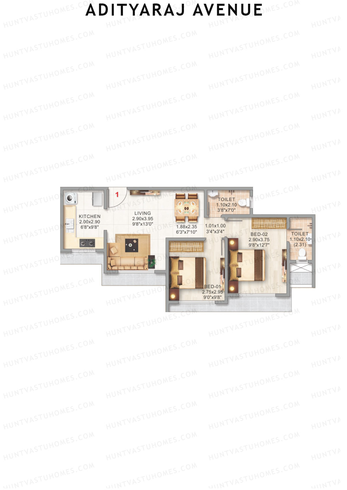 Adityaraj Avenue Wing A Unit 1 Floor Plan