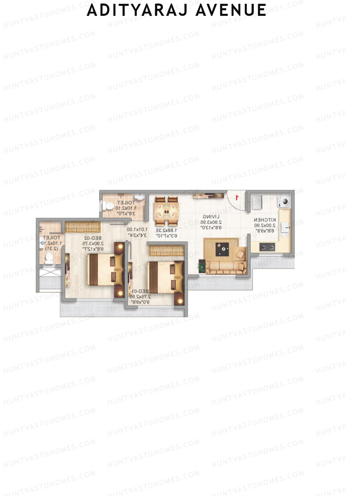 Adityaraj Avenue Wing A Unit 2 Floor Plan