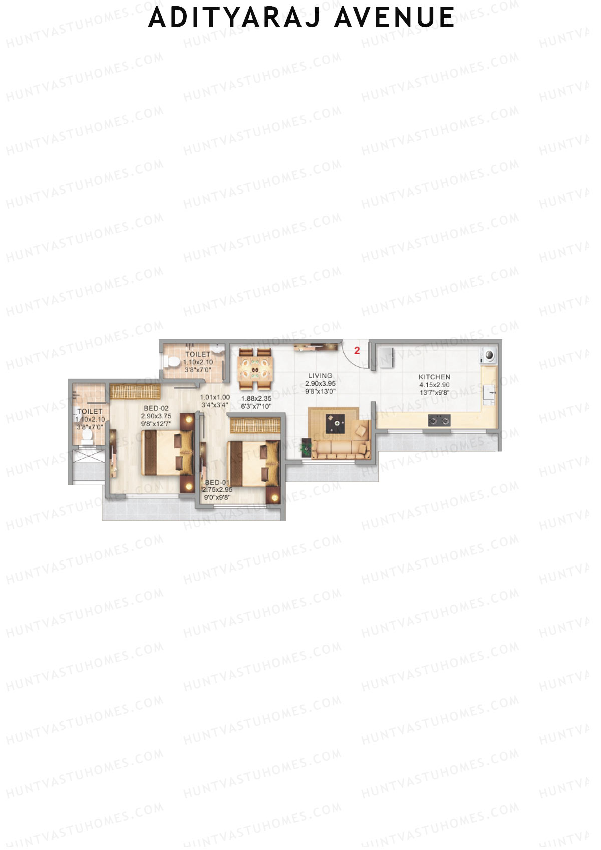 Adityaraj Avenue Wing A Unit 2 Floor Plan