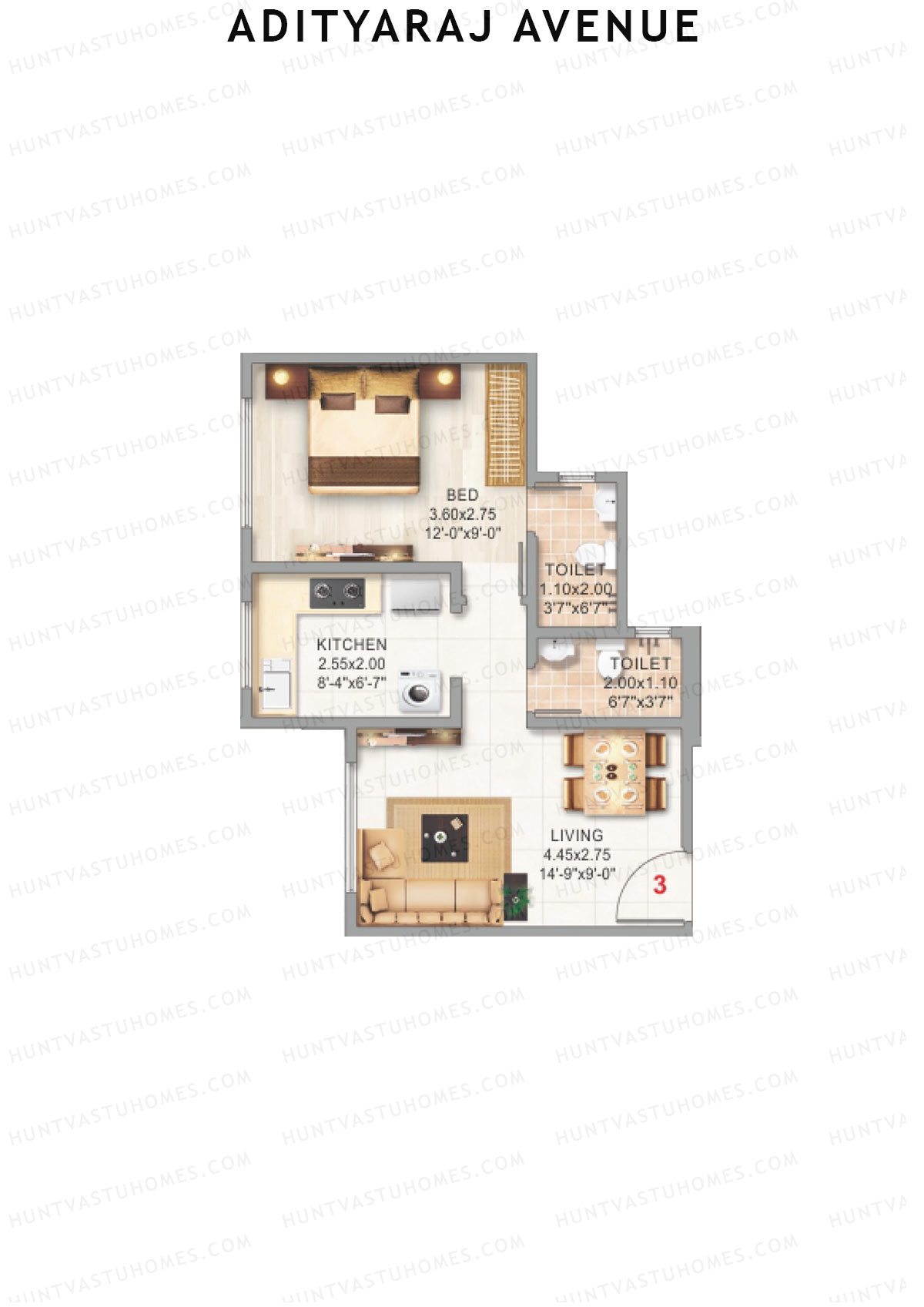 Adityaraj Avenue Wing A Unit 3 Floor Plan