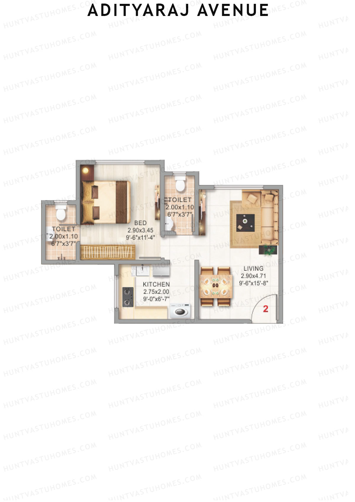 Adityaraj Avenue Wing B Unit 2 Floor Plan